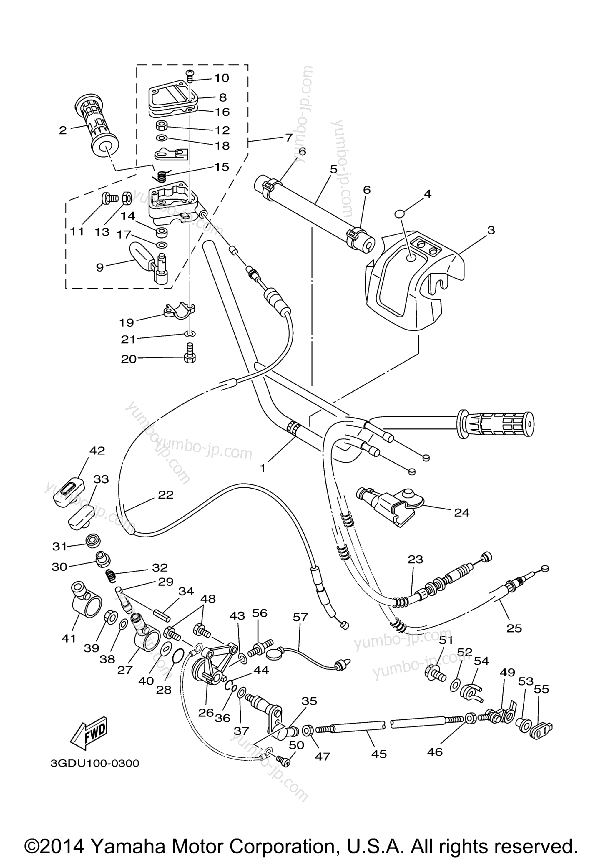 Steering Handle. Cable для квадроциклов YAMAHA WARRIOR (YFM350XN) 2001 г.