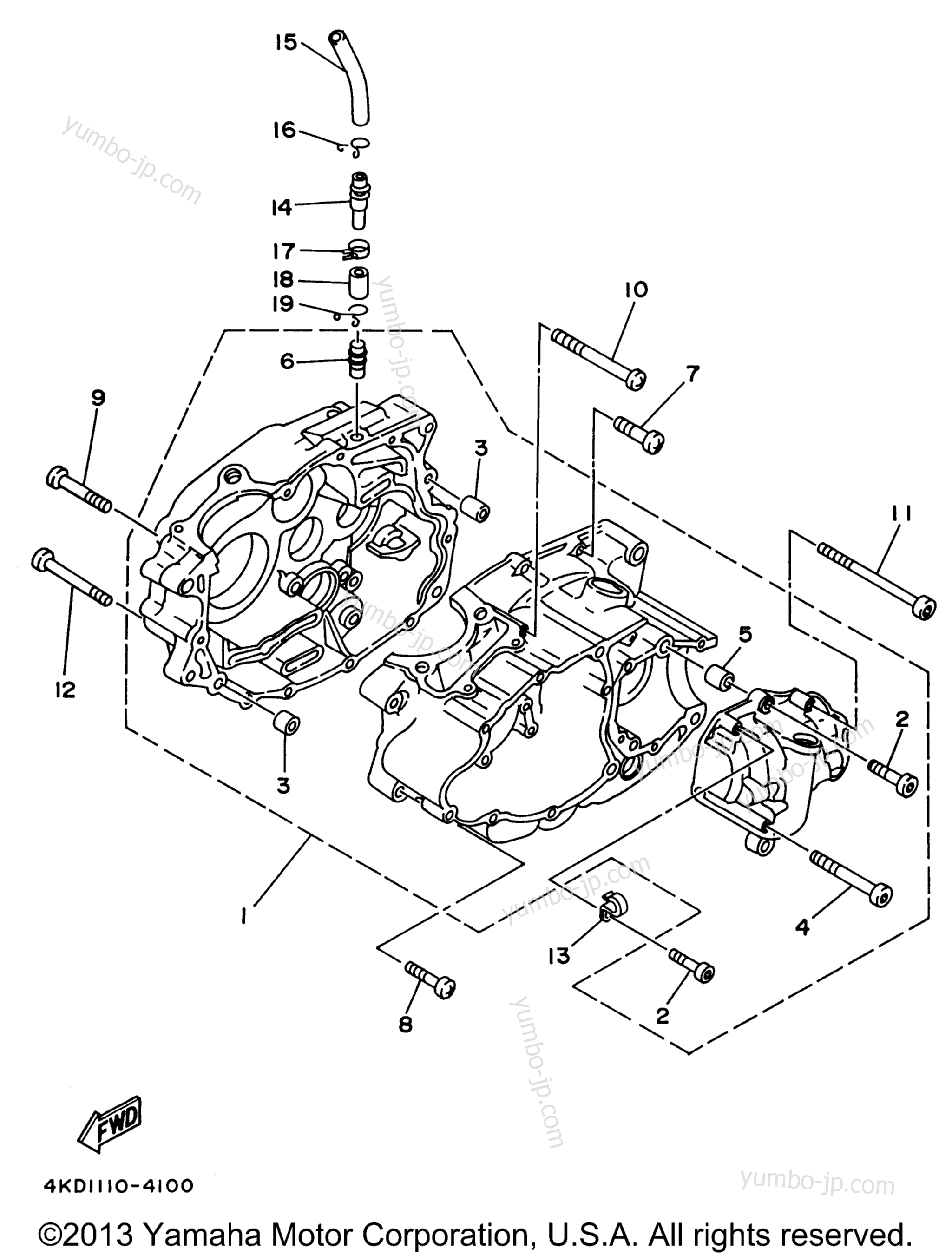 CRANKCASE for ATVs YAMAHA TIMBERWOLF 2WD (YFB250FWH) 1996 year