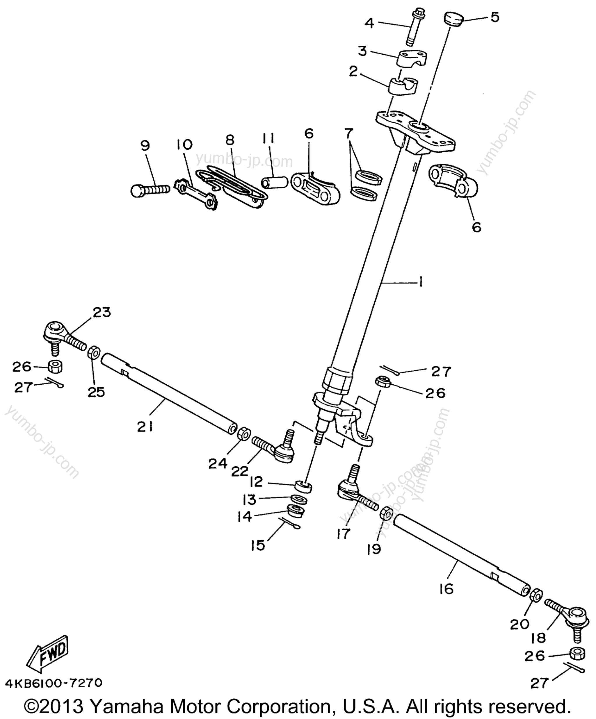 Steering для квадроциклов YAMAHA KODIAK 4WD (YFM400FWBL) 1999 г.