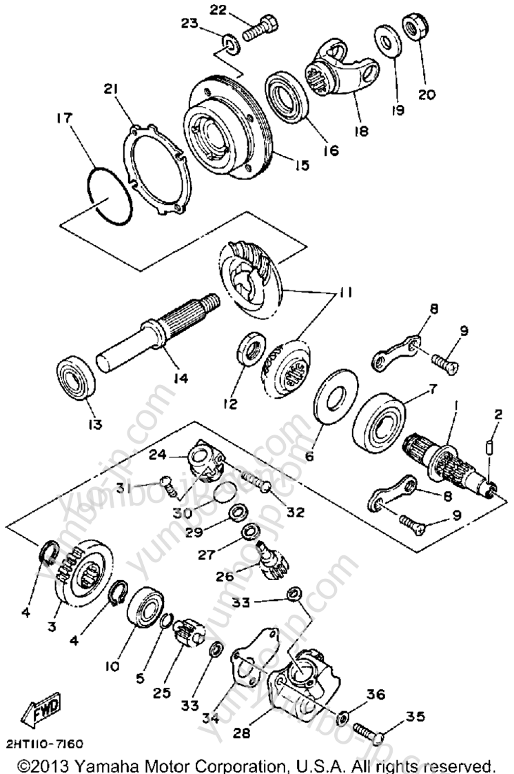 Middle Drive Gear для квадроциклов YAMAHA MOTO-4 (YFM225T) 1987 г.