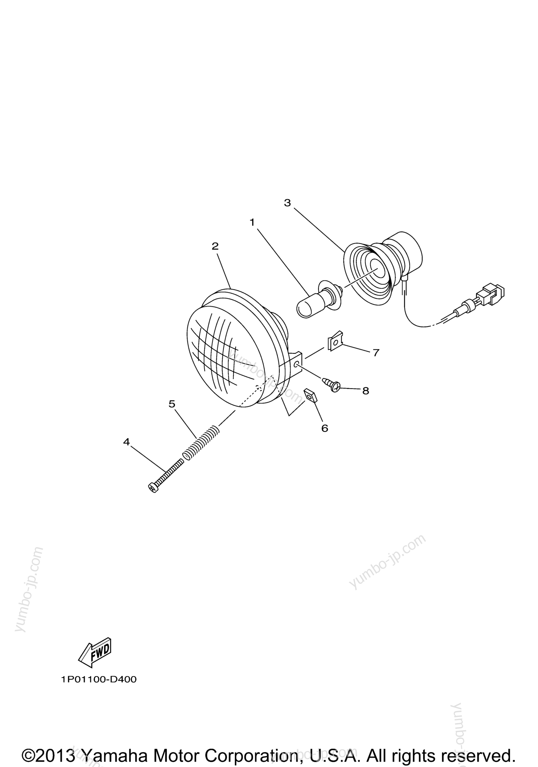 HEADLIGHT for ATVs YAMAHA GRIZZLY 450 EPS 4WD HUNTER (YFM45FGPHB) 2012 year