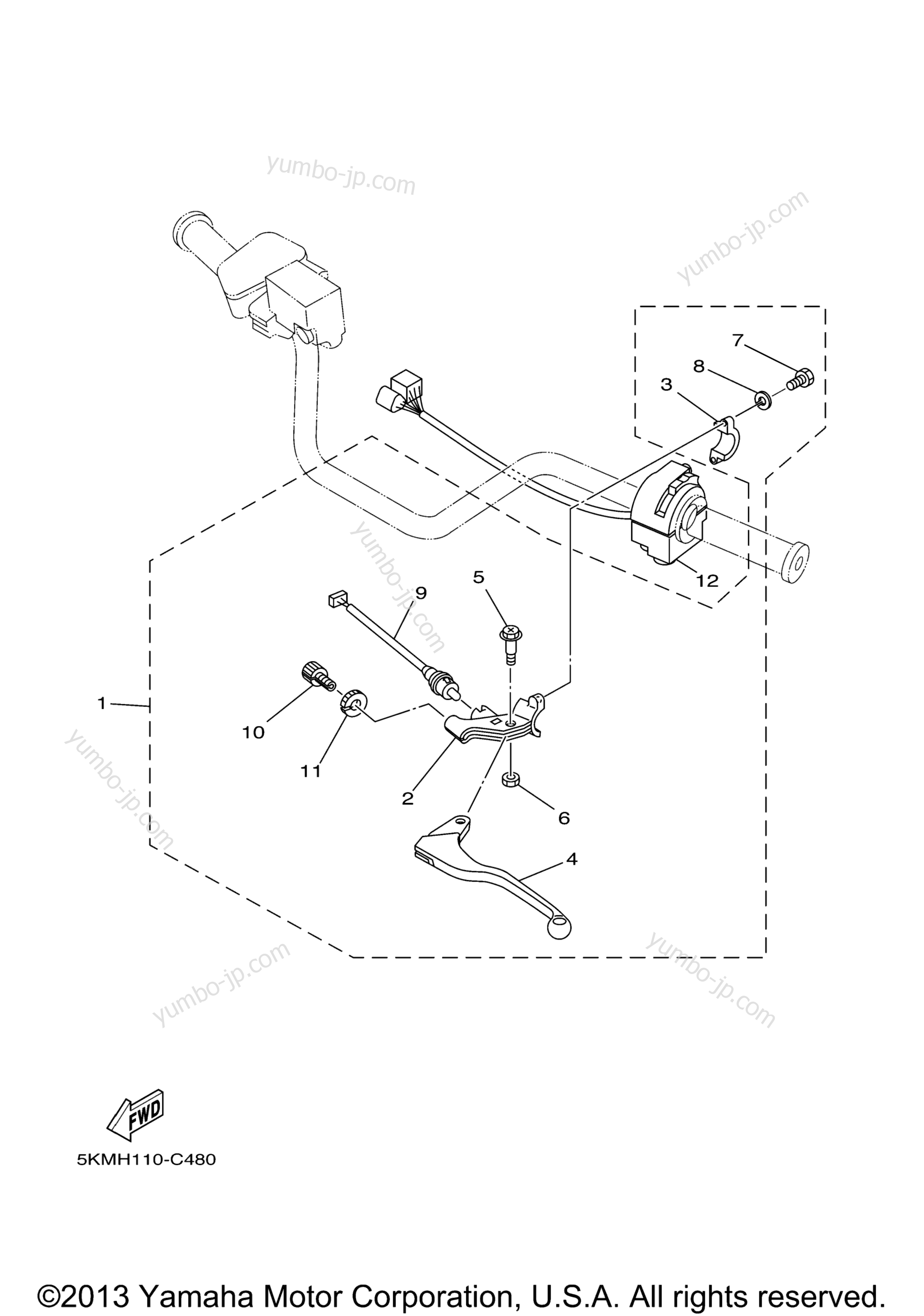 Handle Switch Lever для квадроциклов YAMAHA GRIZZLY 660 (YFM660FS) 2004 г.