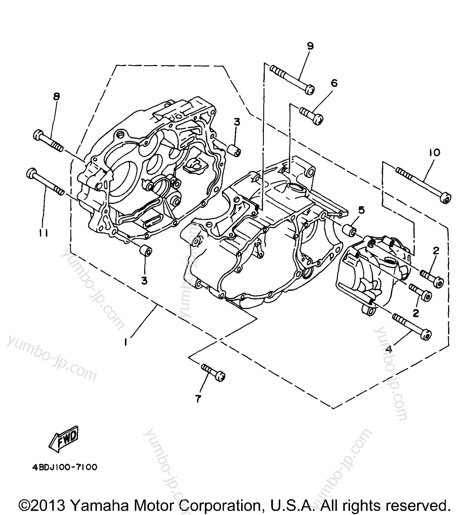 CRANKCASE for ATVs YAMAHA TIMBERWOLF 2WD (YFB250UJ_M) 1997 year