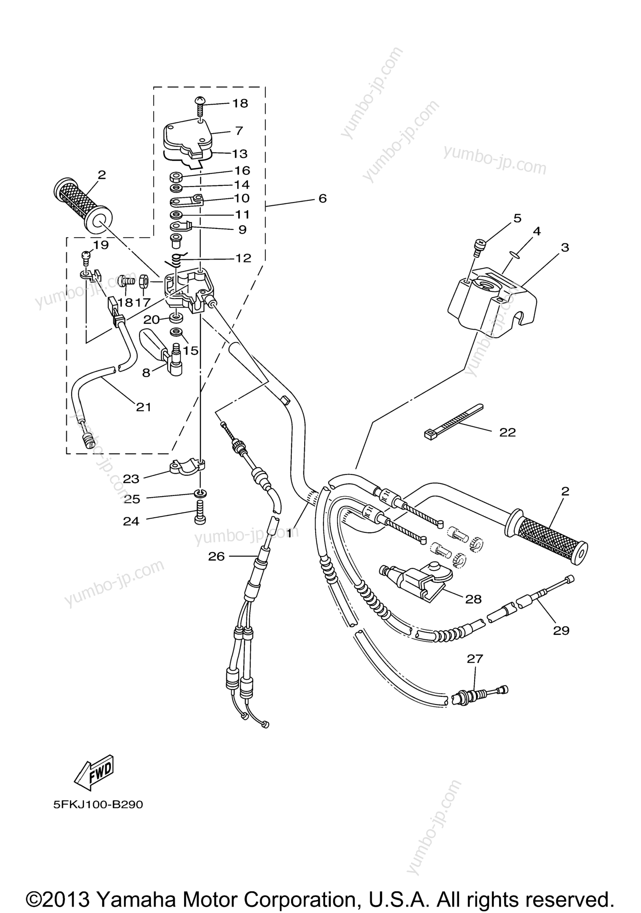 Steering Handle Cable для квадроциклов YAMAHA BANSHEE (YFZ350S) 2004 г.