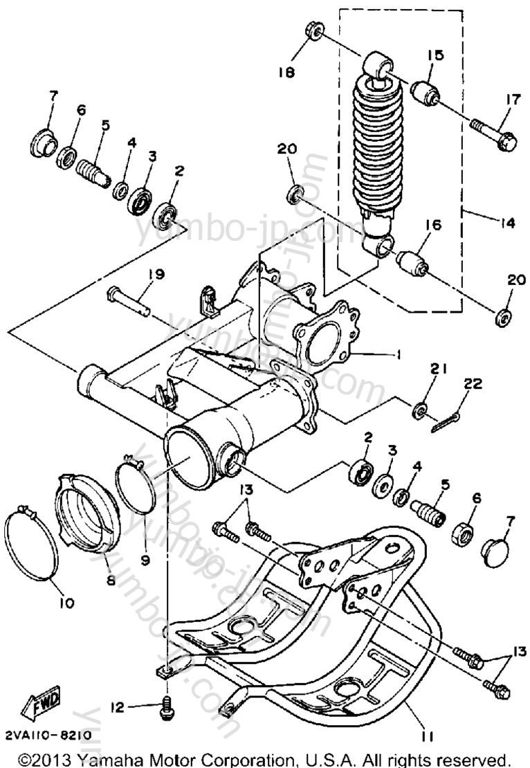 Swing Arm-Rear Shocks for ATVs YAMAHA MOTO-4 (YFM350ERU) 1988 year