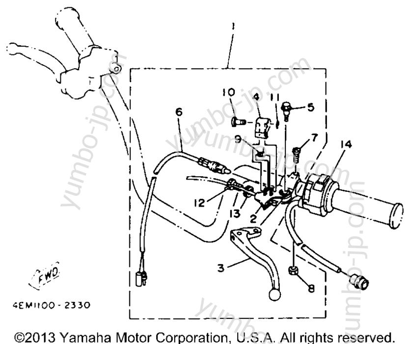 Handle Switch - Lever for ATVs YAMAHA BADGER (YFM80E) 1993 year