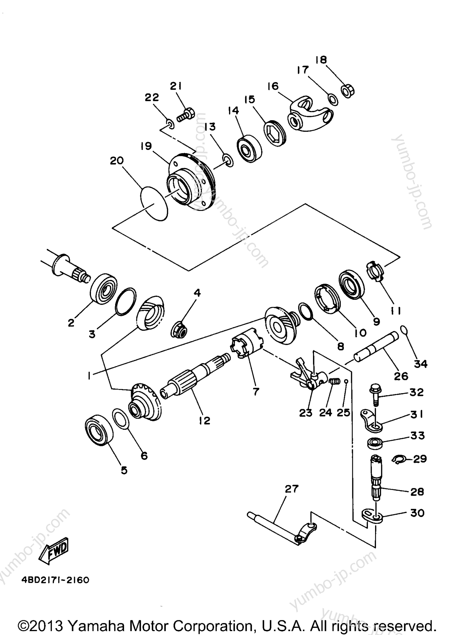 Middle Drive Gear for ATVs YAMAHA TIMBERWOLF 2WD (YFB250UJ_M) 1997 year