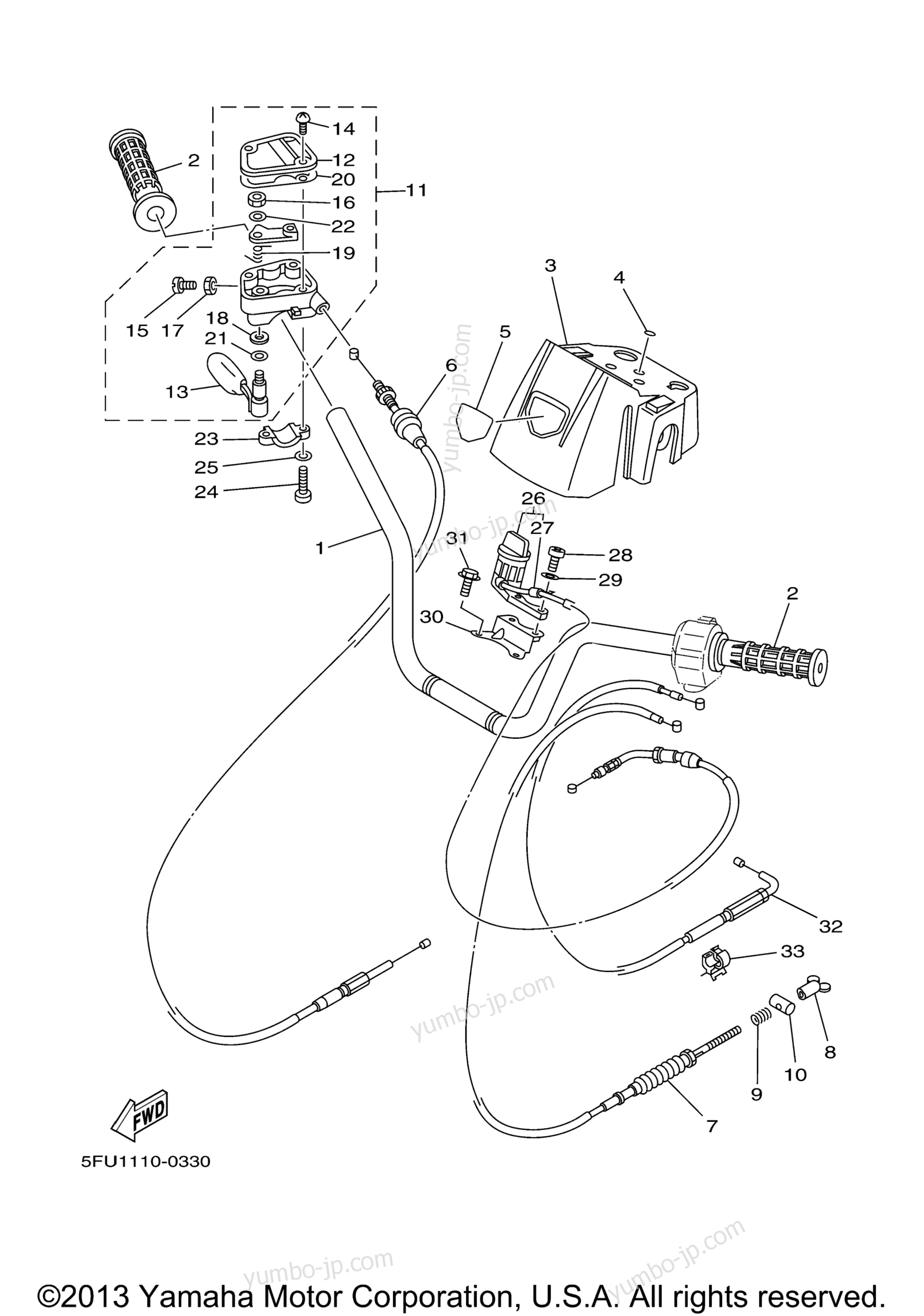Steering Handle Cable для квадроциклов YAMAHA BIG BEAR BUCKMASTER (YFM400FHM) 2000 г.