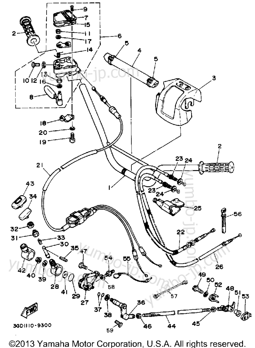 Handlebar Cable для квадроциклов YAMAHA WARRIOR (YFM350XW) 1989 г.