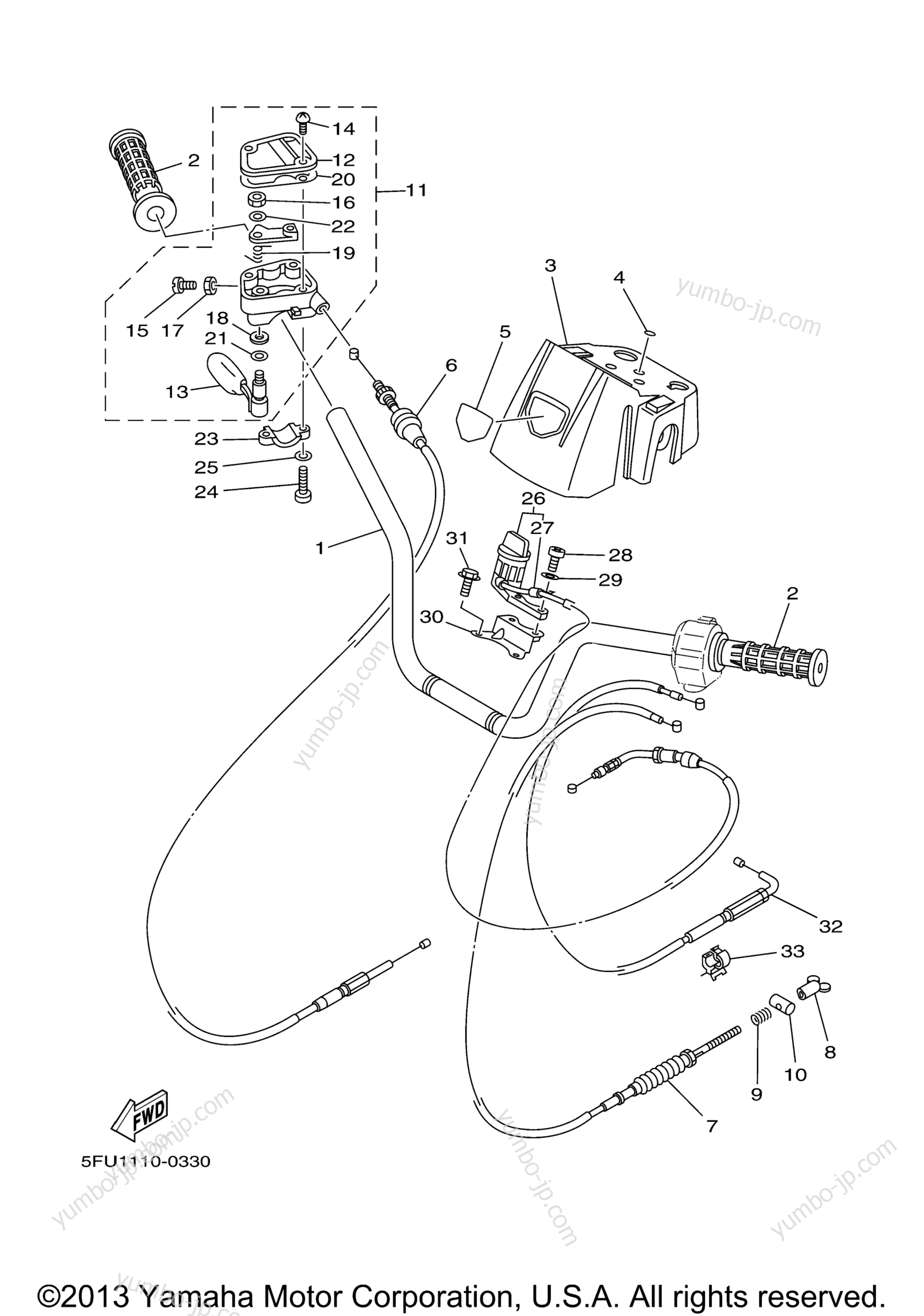 Steering Handle Cable для квадроциклов YAMAHA BIG BEAR 2WD REALTREE (YFM400HN) 2001 г.