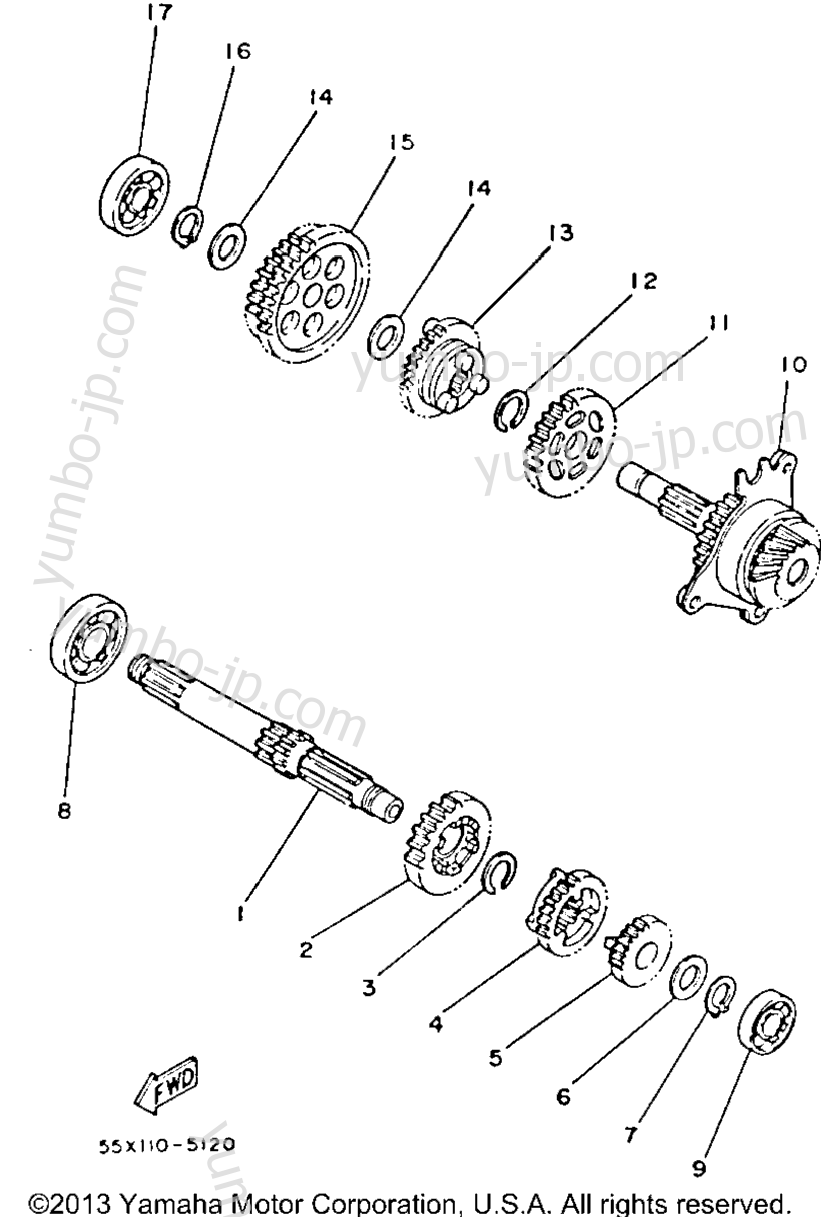 TRANSMISSION for ATVs YAMAHA BADGER (YFM80N) 1985 year