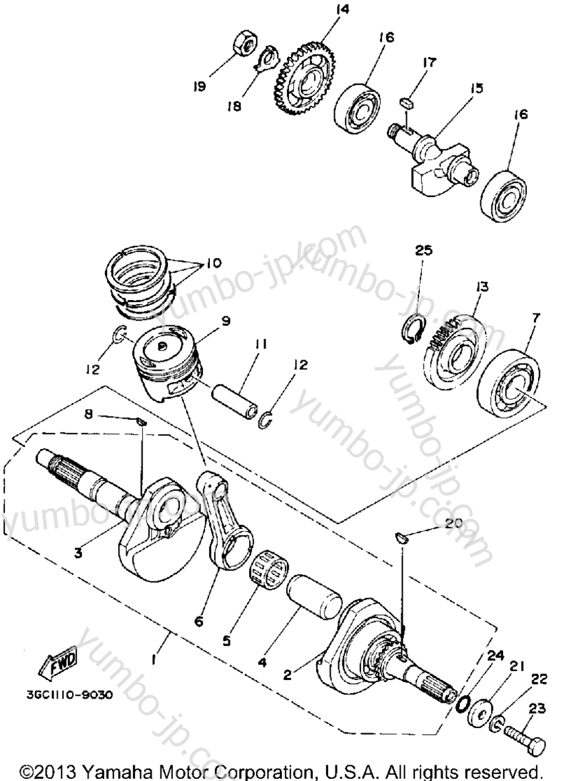Crankshaft-Piston для квадроциклов YAMAHA MOTO-4 (YFM200DXW) 1989 г.