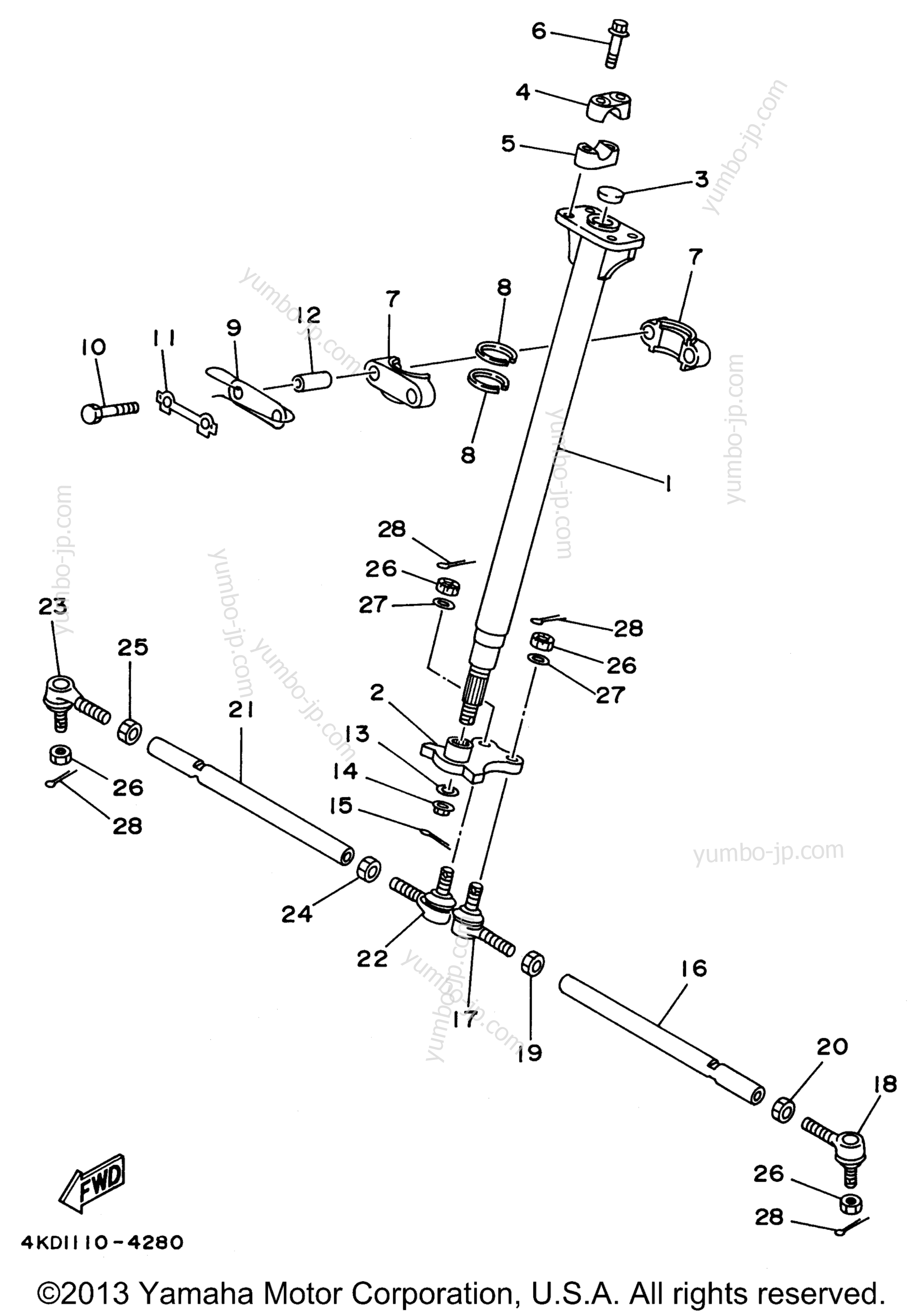 Steering для квадроциклов YAMAHA TIMBERWOLF 2WD (YFB250FWH) 1996 г.