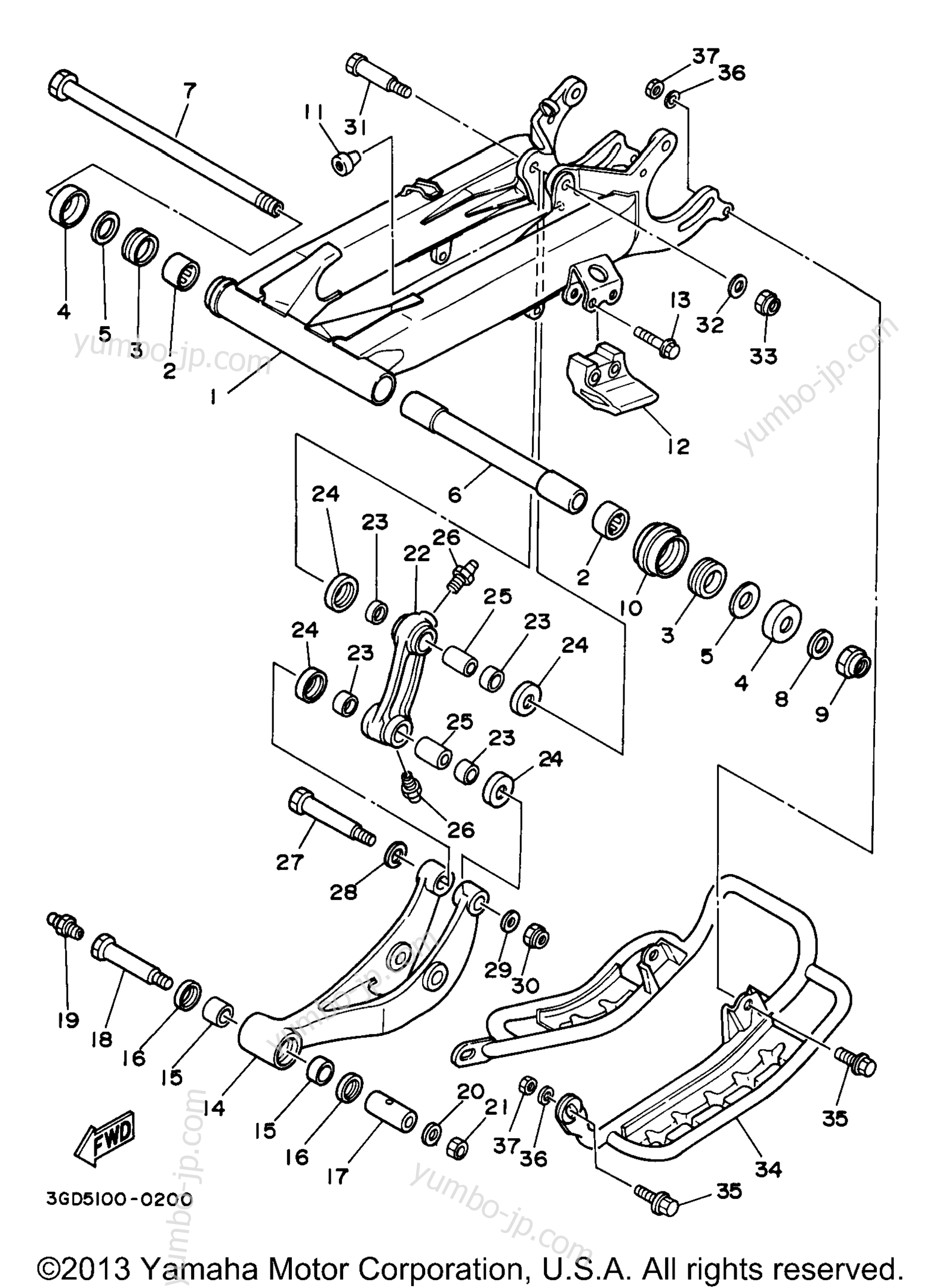 REAR ARM для квадроциклов YAMAHA WARRIOR (YFM350XJ) 1997 г.