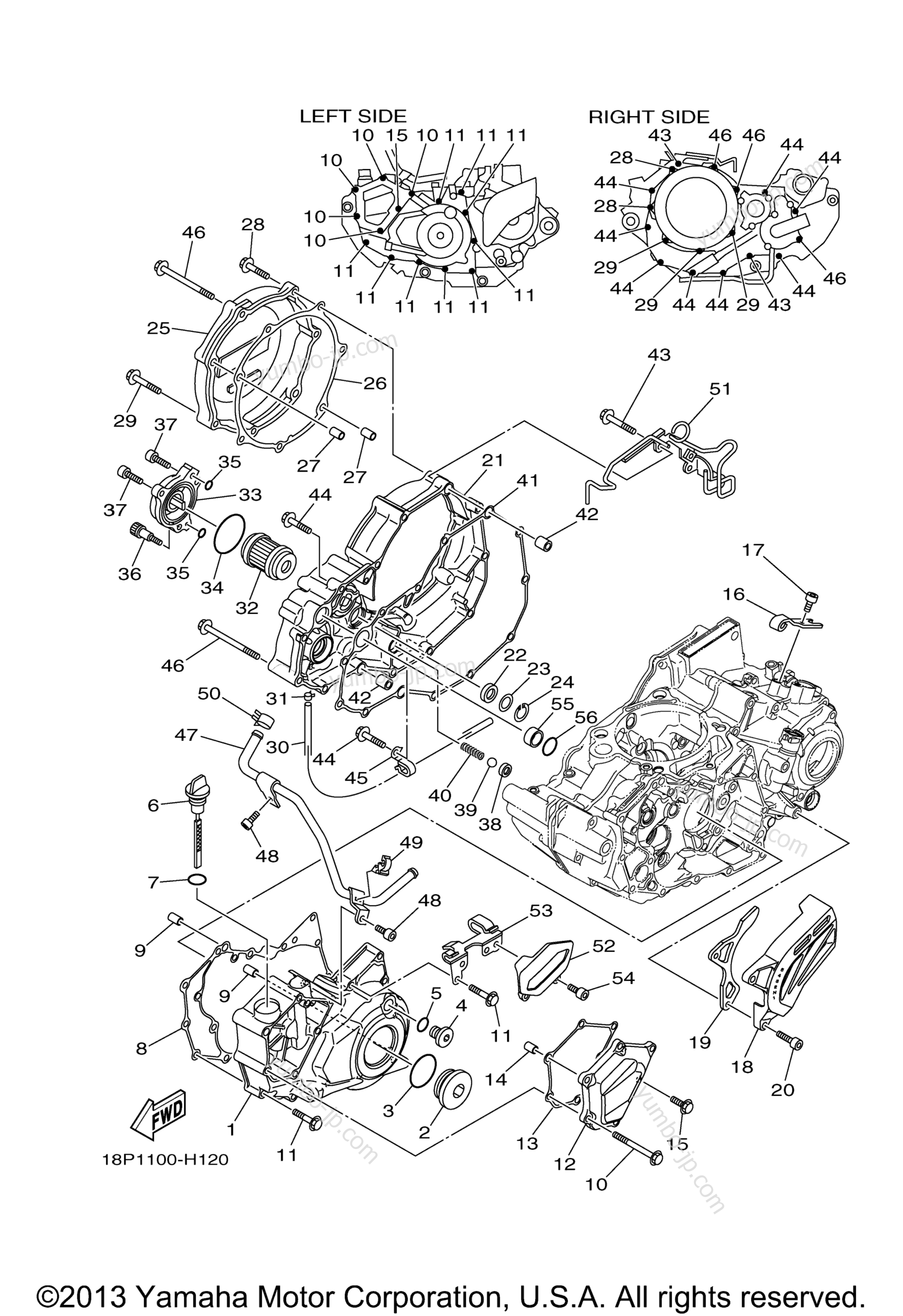 Crankcase Cover 1 for ATVs YAMAHA YFZ450X (YFZ450XZL) 2010 year