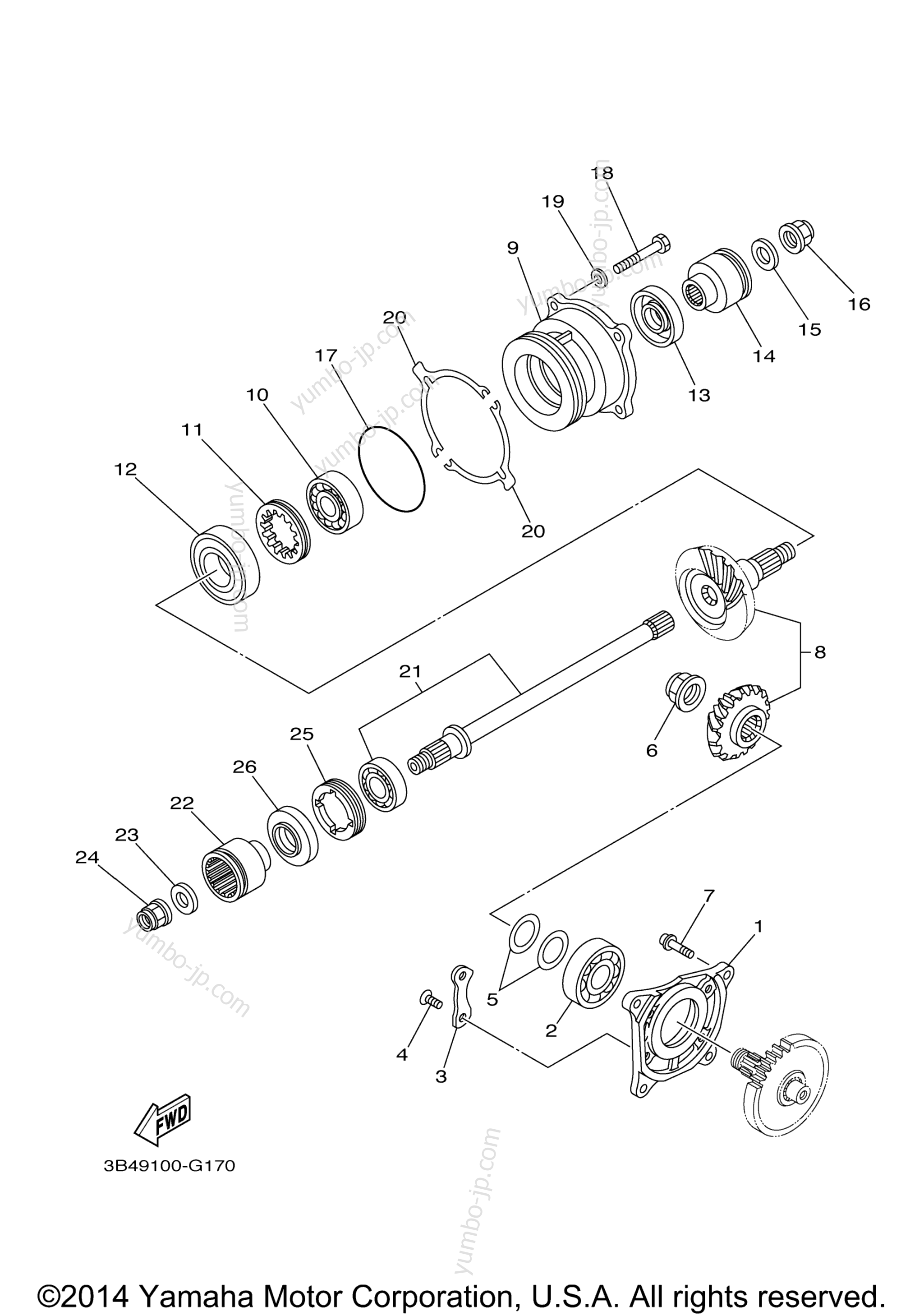 Middle Drive Gear for ATVs YAMAHA GRIZZLY 700 4WD (YFM7FGDL) Deep Purplish Blue Solid N 2013 year