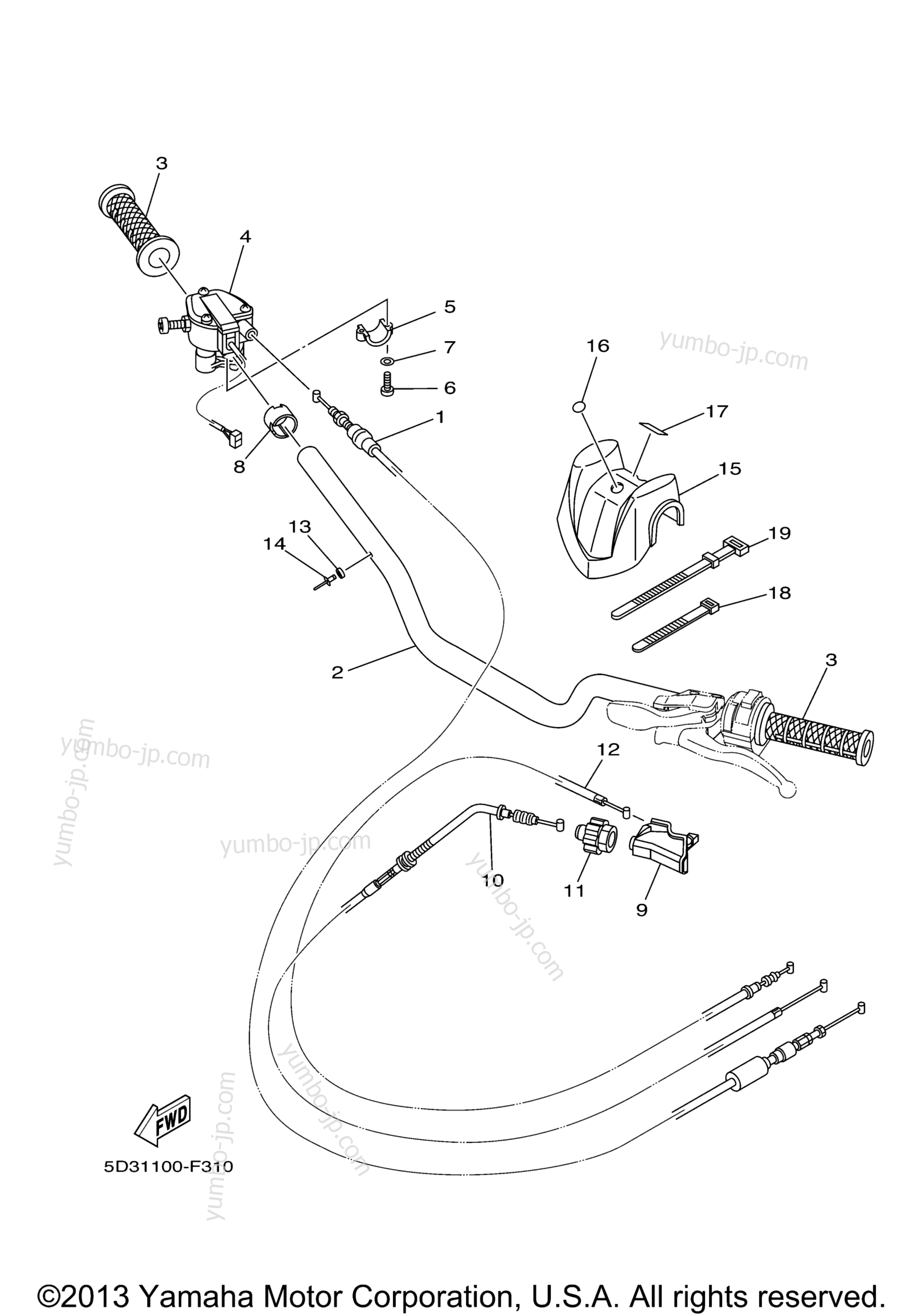 Steering Handle Cable для квадроциклов YAMAHA YFZ450 SPECIAL EDITION (YFZ450SEW) 2007 г.