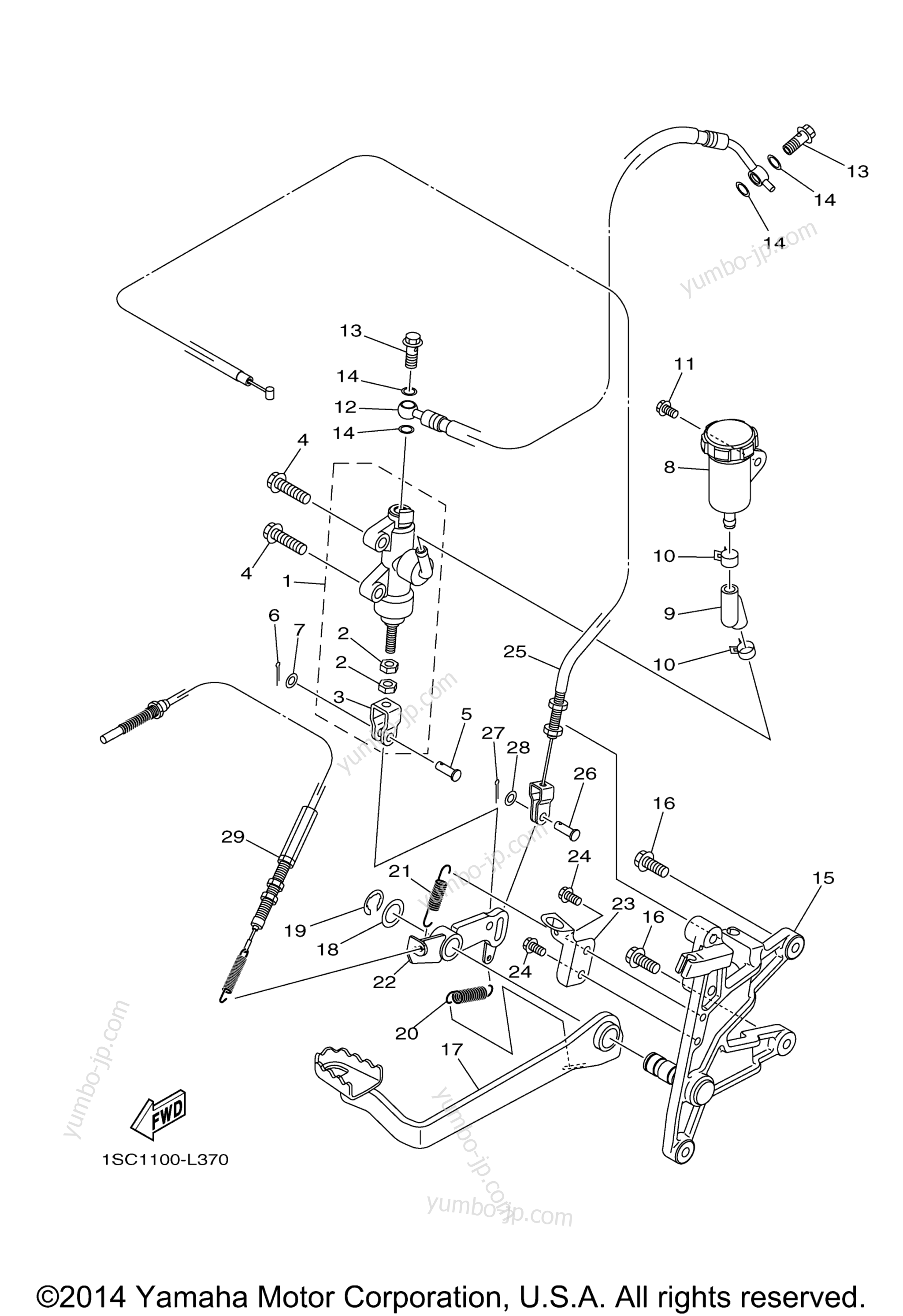 REAR MASTER CYLINDER for ATVs YAMAHA GRIZZLY 300 (YFM30GDL) 2013 year