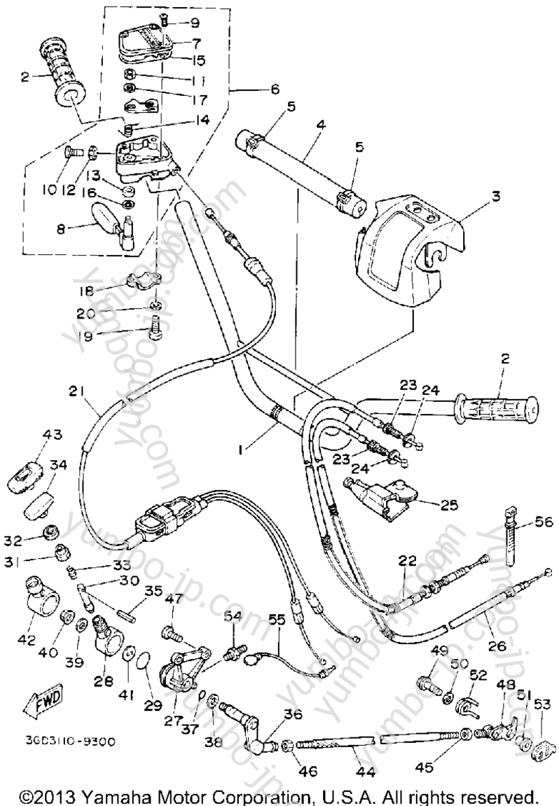 Handlebar-Cable для квадроциклов YAMAHA WARRIOR (YFM350XD) 1992 г.