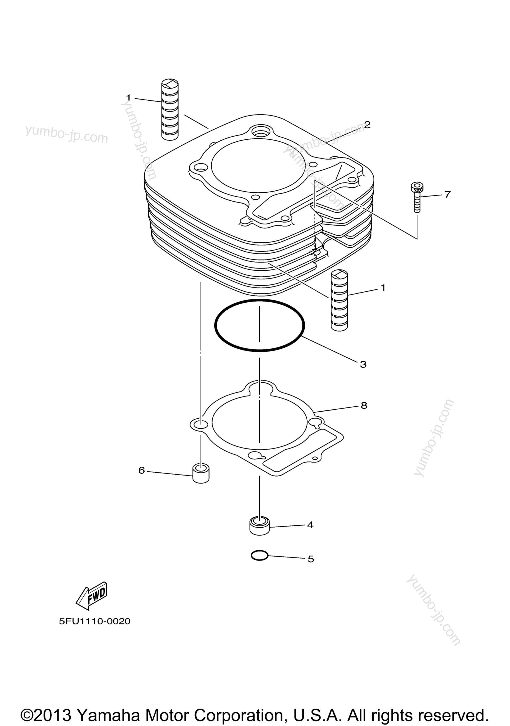 CYLINDER for ATVs YAMAHA GRIZZLY 350 IRS HUNTER (YFM35FGIHW) 2007 year