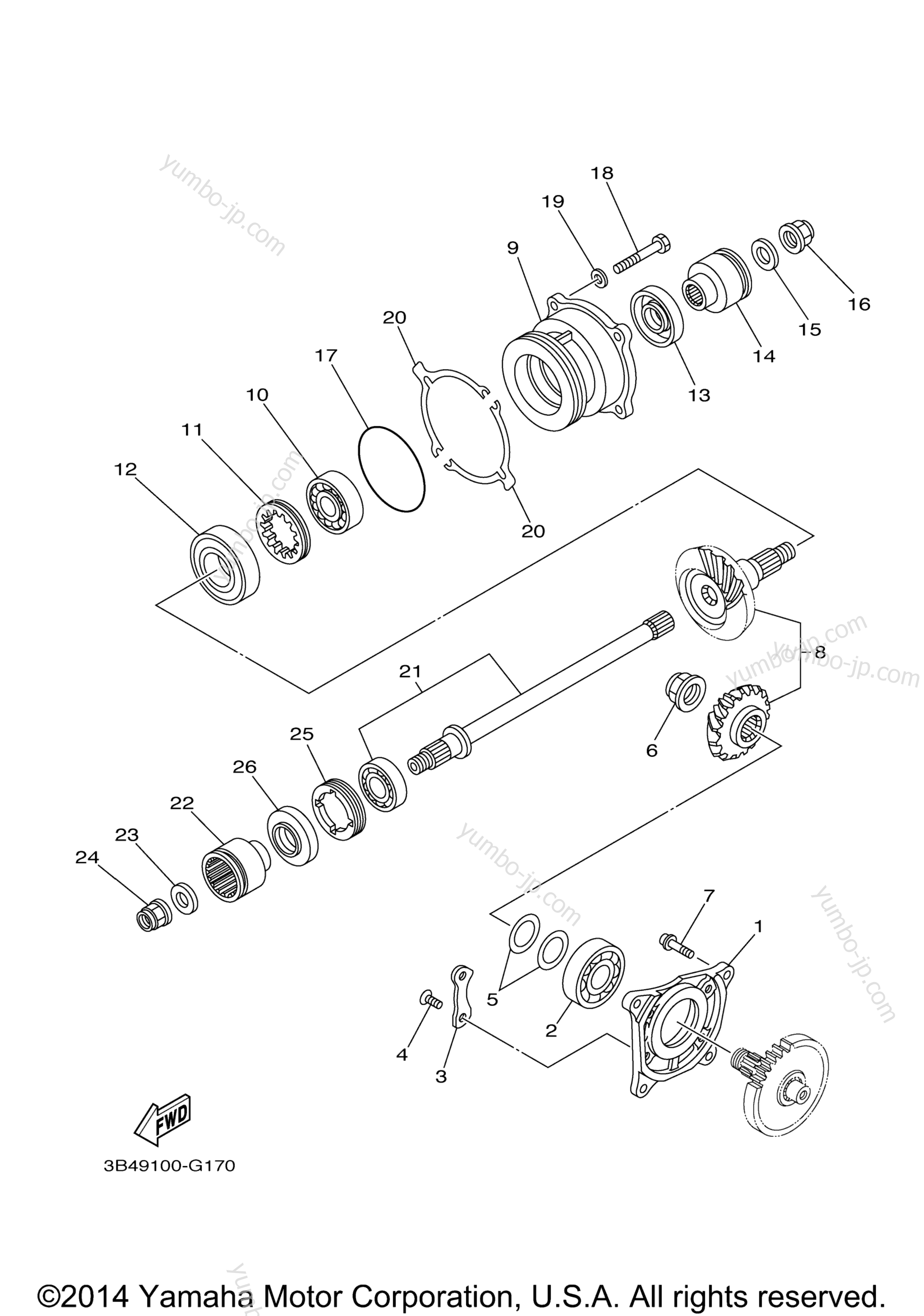 Middle Drive Gear for ATVs YAMAHA GRIZZLY 700 SPECIAL EDITION (YFM7FGPSPX) 2008 year