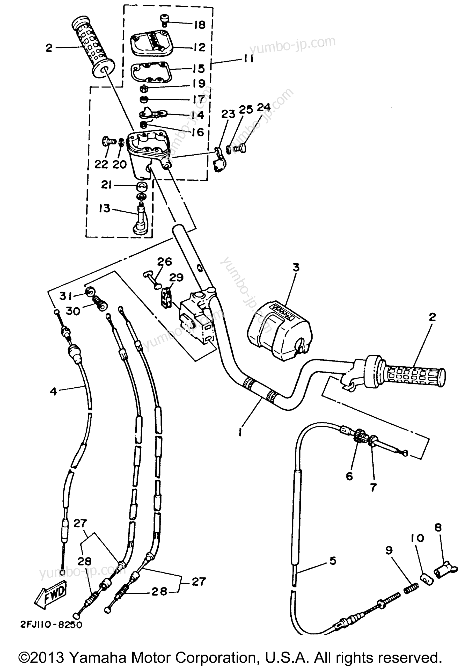 Handlebar - Cable для квадроциклов YAMAHA BADGER (YFM80U) 1988 г.
