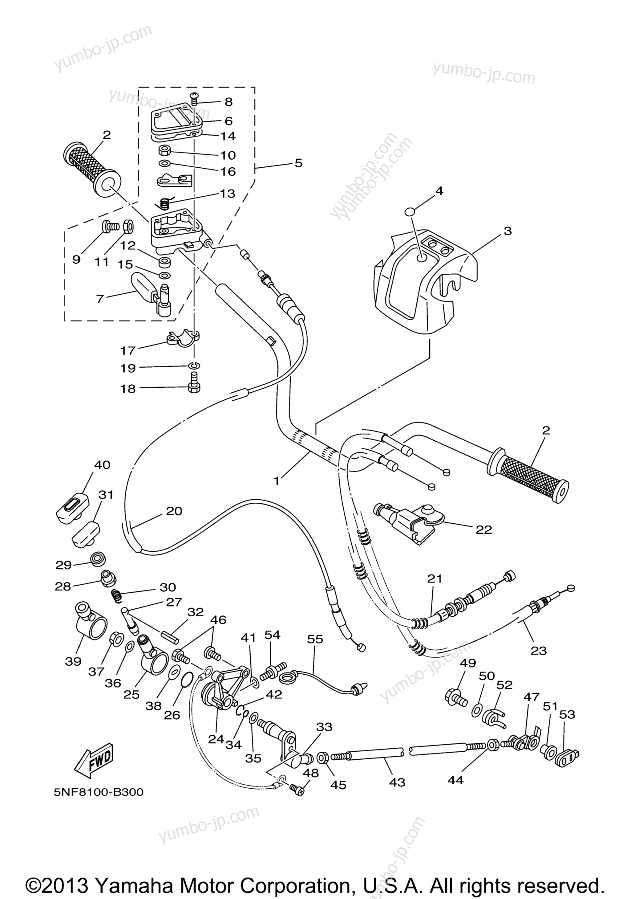 Steering Handle. Cable для квадроциклов YAMAHA WARRIOR (YFM350XR) 2003 г.