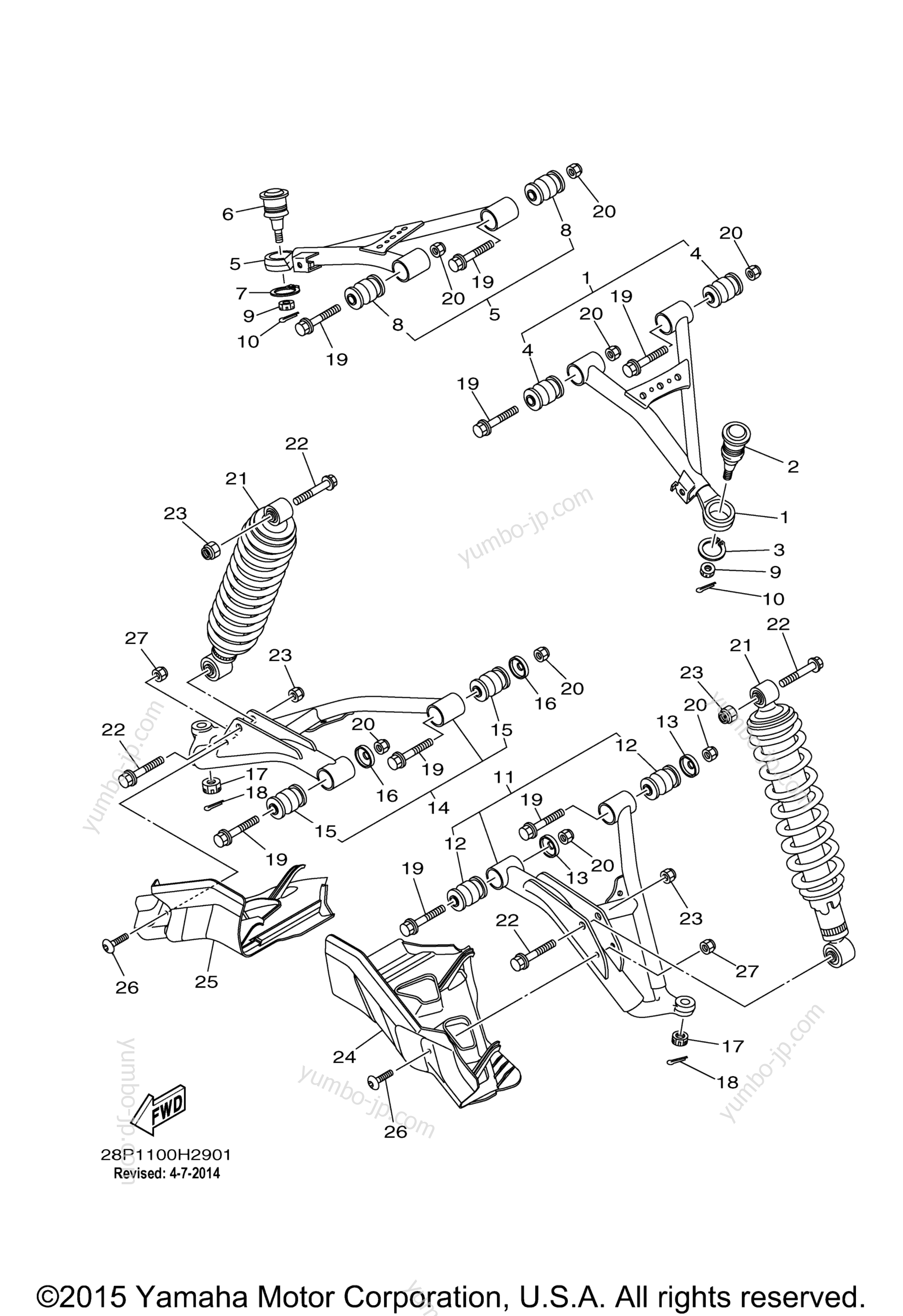 Front Suspension Wheel для квадроциклов YAMAHA GRIZZLY 700 FI EPS 4WD HUNTER (YFM7FGPHY) 2009 г.