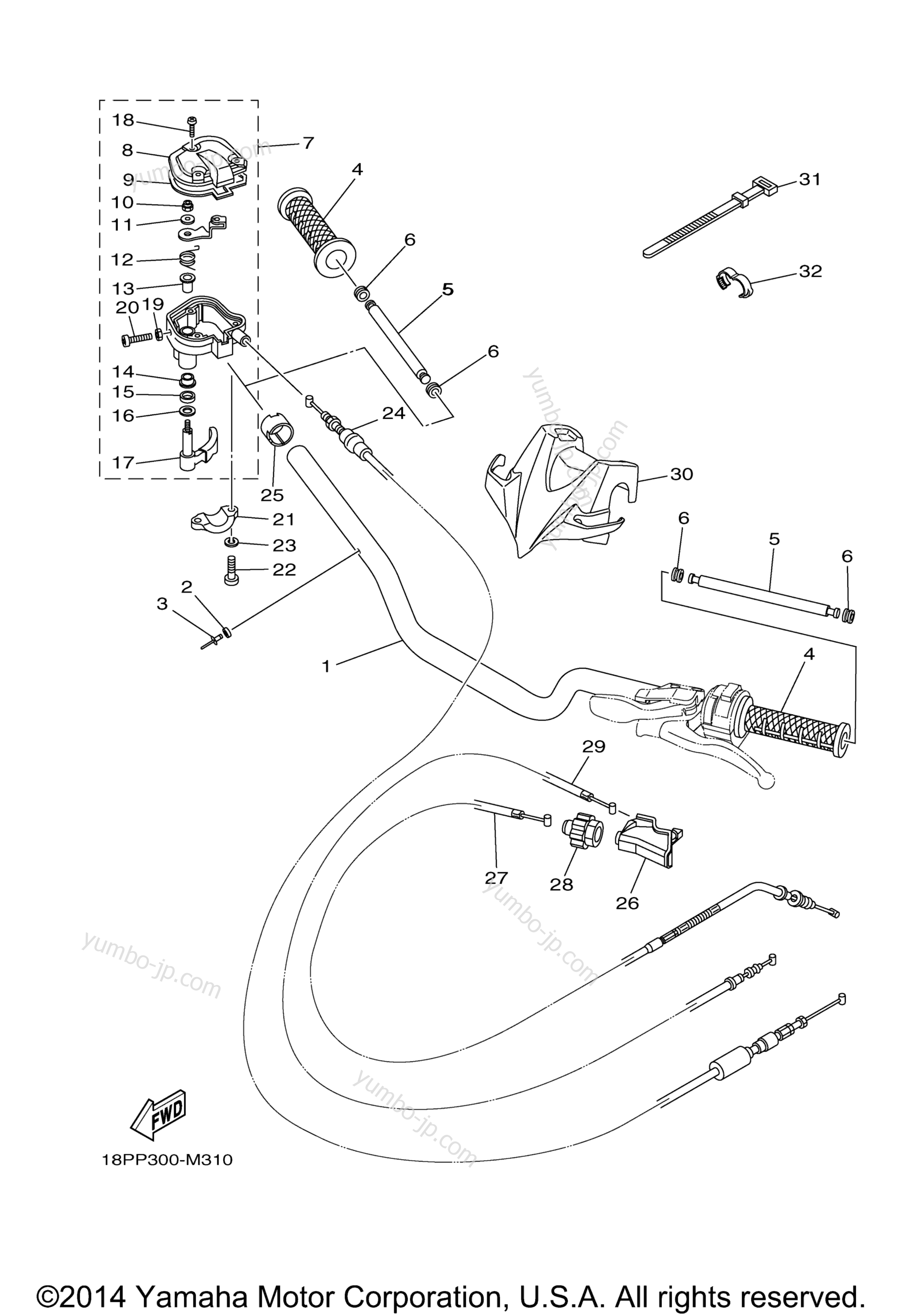 Steering Handle Cable для квадроциклов YAMAHA YFZ450R SE (YFZ450RSFB) 2015 г.