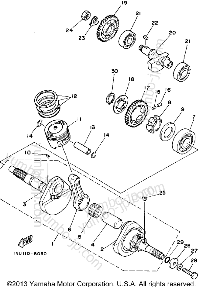 Crankshaft-Piston для квадроциклов YAMAHA MOTO-4 (YFM200DXT) 1987 г.
