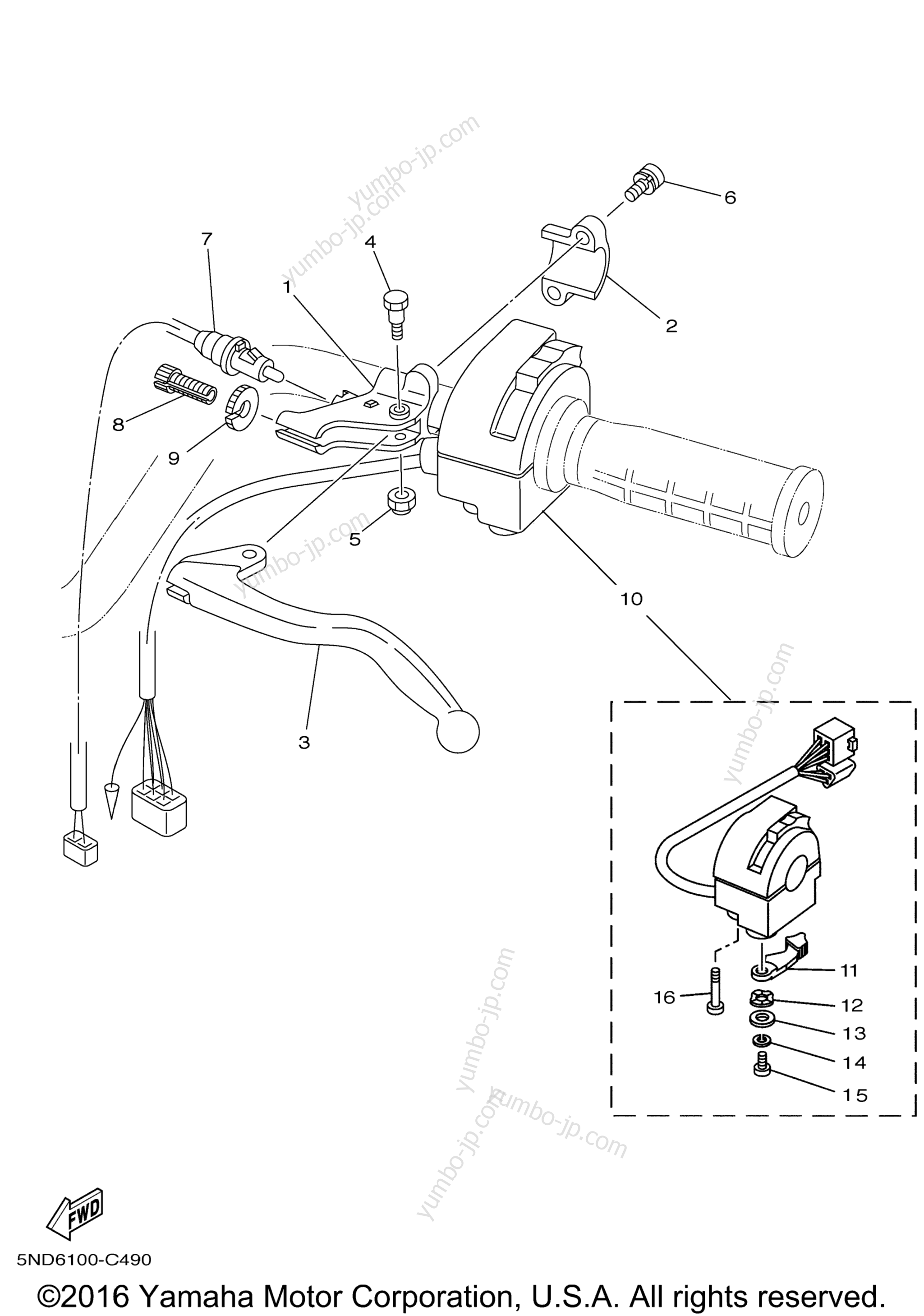 Handle Switch Lever для квадроциклов YAMAHA KODIAK 450 AUTO 4X4 (YFM45FAS) 2004 г.