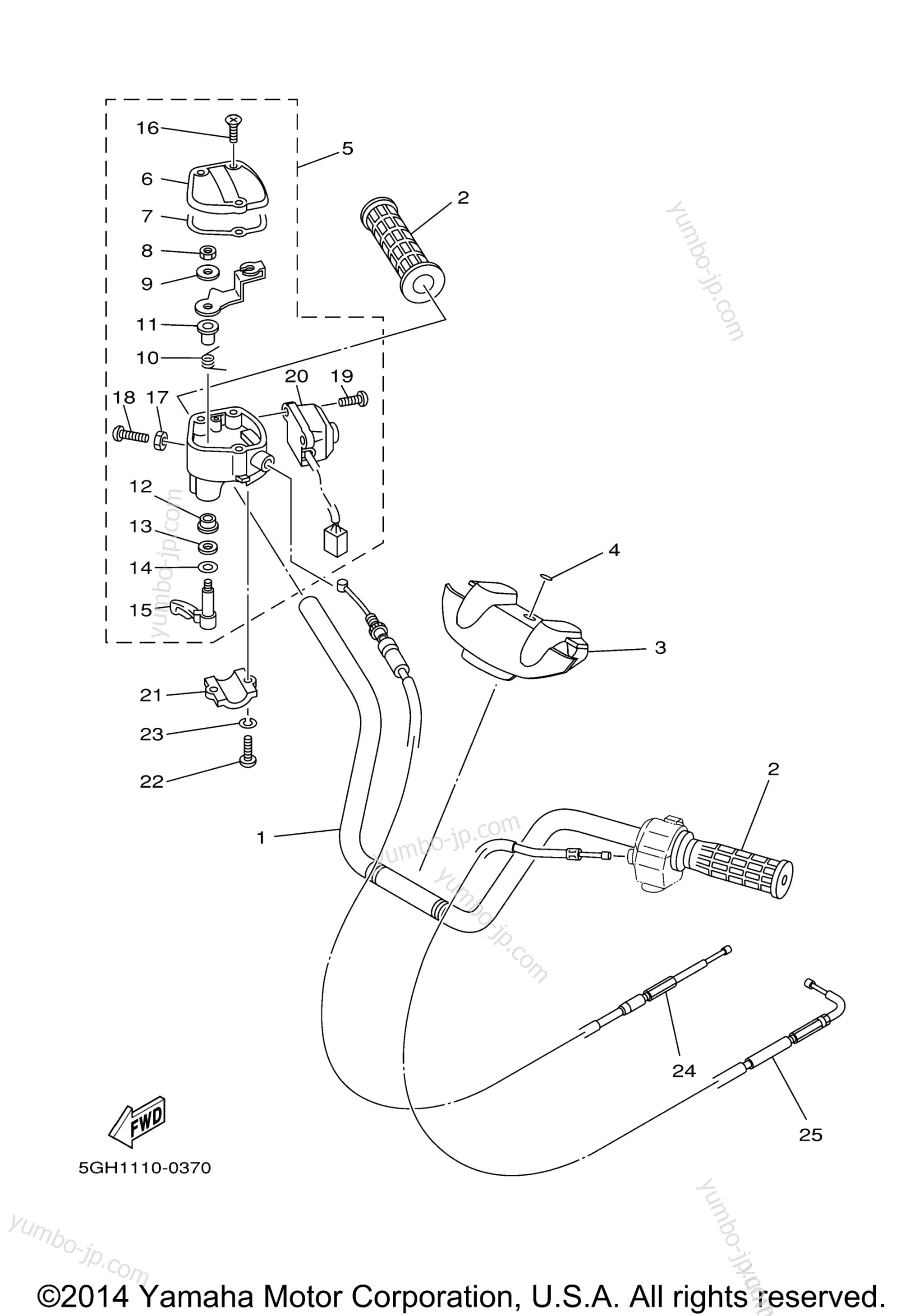 Steering Handle Cable для квадроциклов YAMAHA KODIAK 4WD (YFM400FAN) 2001 г.