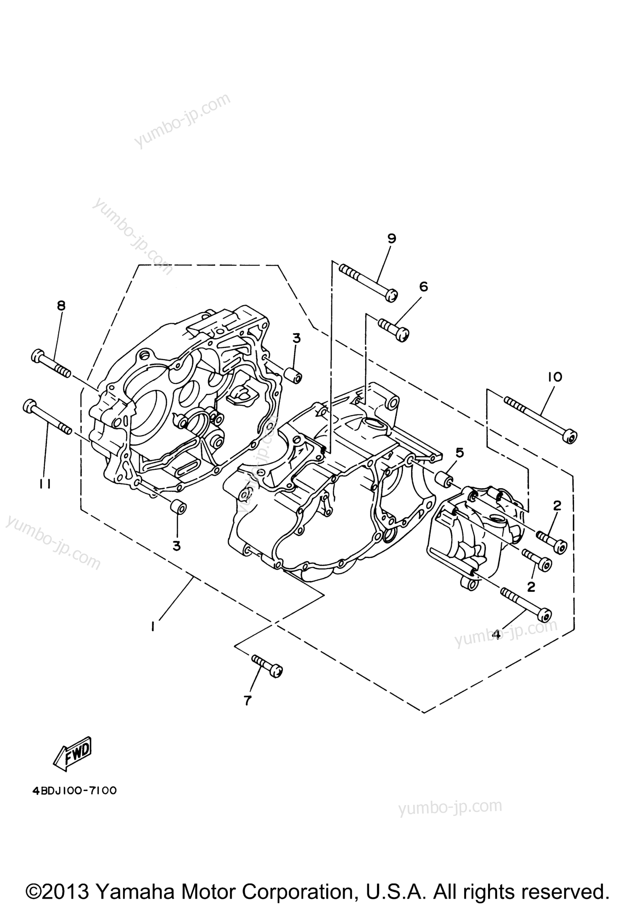 CRANKCASE for ATVs YAMAHA BRUIN 250 2WD (YFM25BV) 2006 year