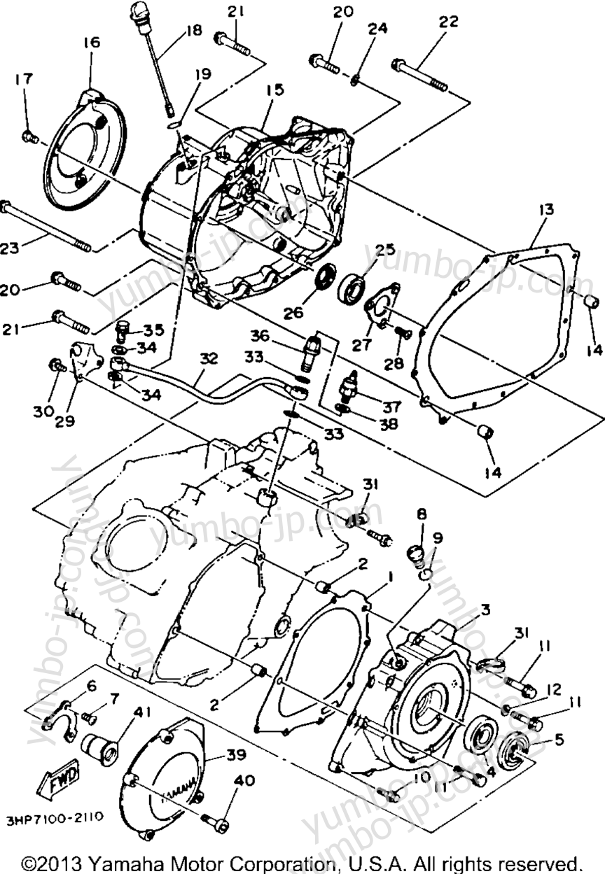 Crankcase Cover 1 для квадроциклов YAMAHA BIG BEAR 4WD (YFM350FWD) 1992 г.