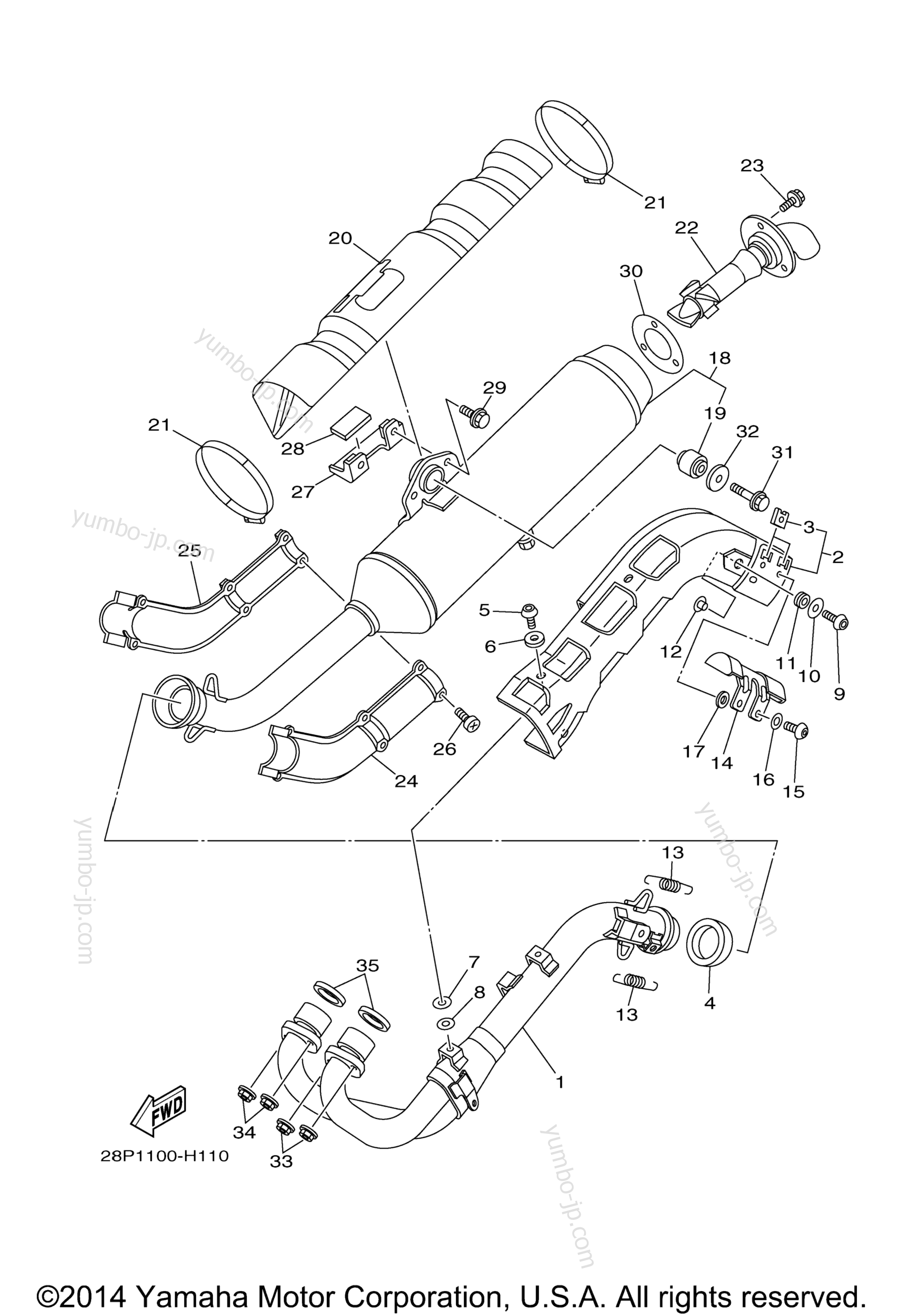 Exhaust for ATVs YAMAHA GRIZZLY 700 HUNTER (YFM7FGHA) 2011 year