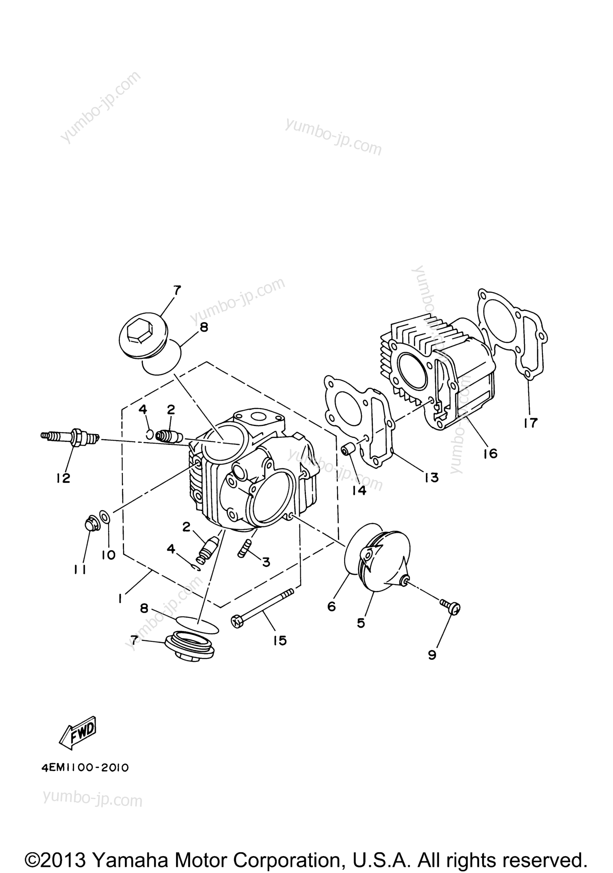 CYLINDER for ATVs YAMAHA RAPTOR 80 (YFM80RT) 2005 year