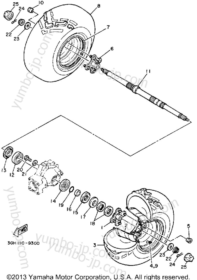 REAR WHEEL для квадроциклов YAMAHA MOTO-4 (YFM250B) 1991 г.