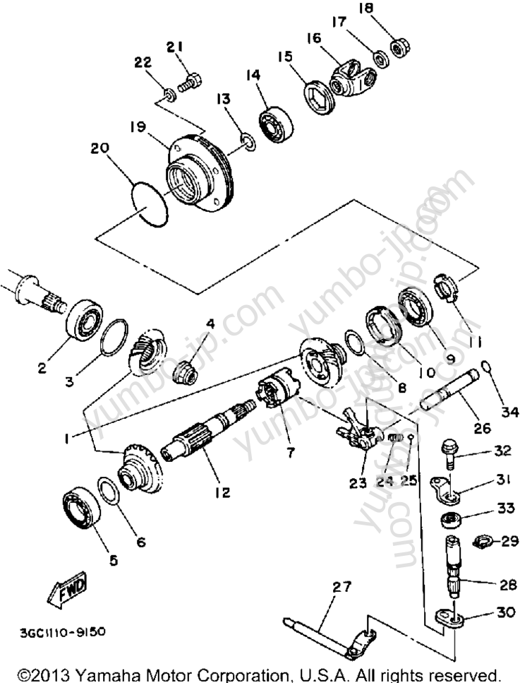 Middle Drive Gear для квадроциклов YAMAHA MOTO-4 (YFM200DXW) 1989 г.