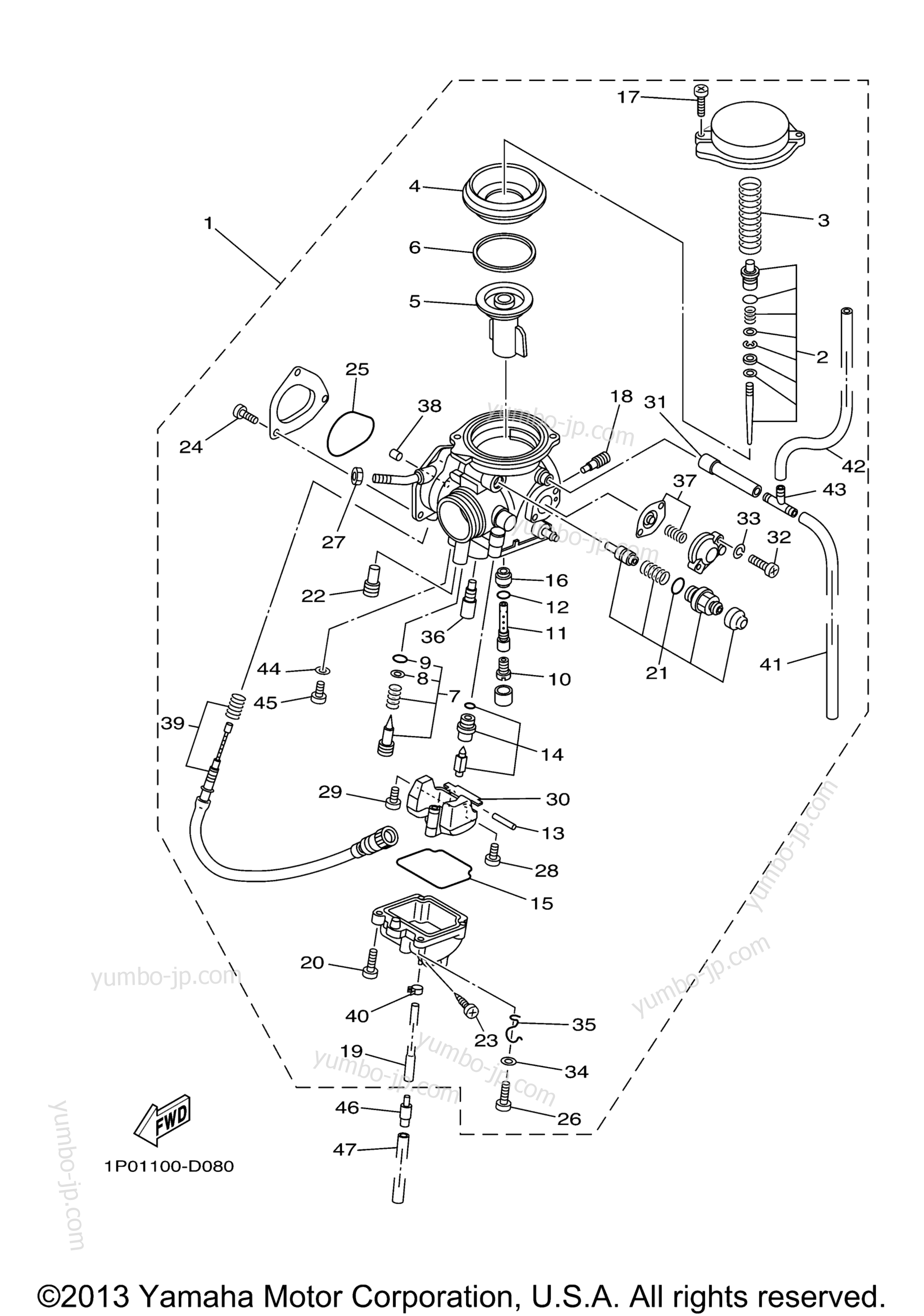 CARBURETOR for ATVs YAMAHA BRUIN 250 2WD (YFM25BV) 2006 year