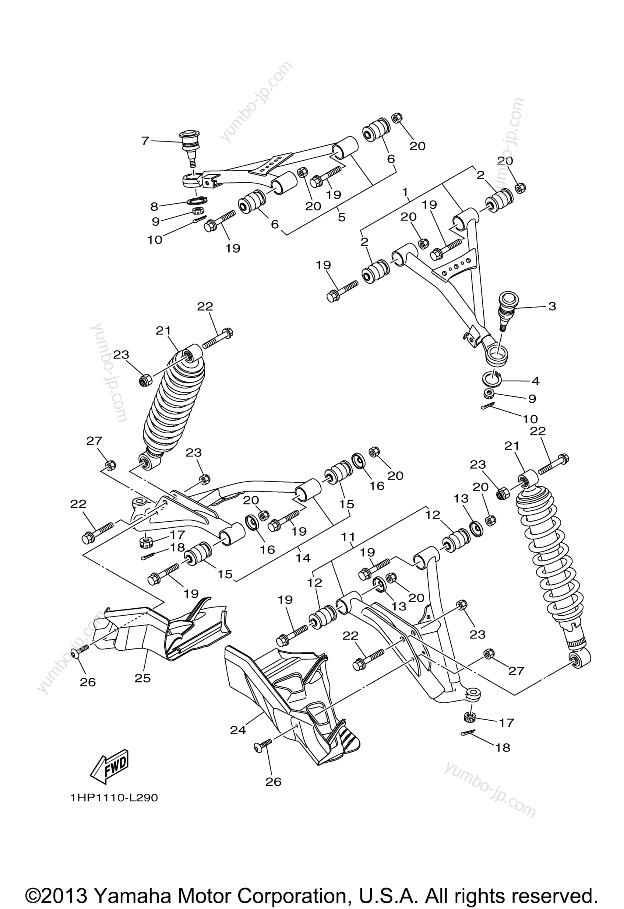 Front Suspension Wheel для квадроциклов YAMAHA GRIZZLY 700 EPS 4WD (YFM7FGPDGR) 2013 г.