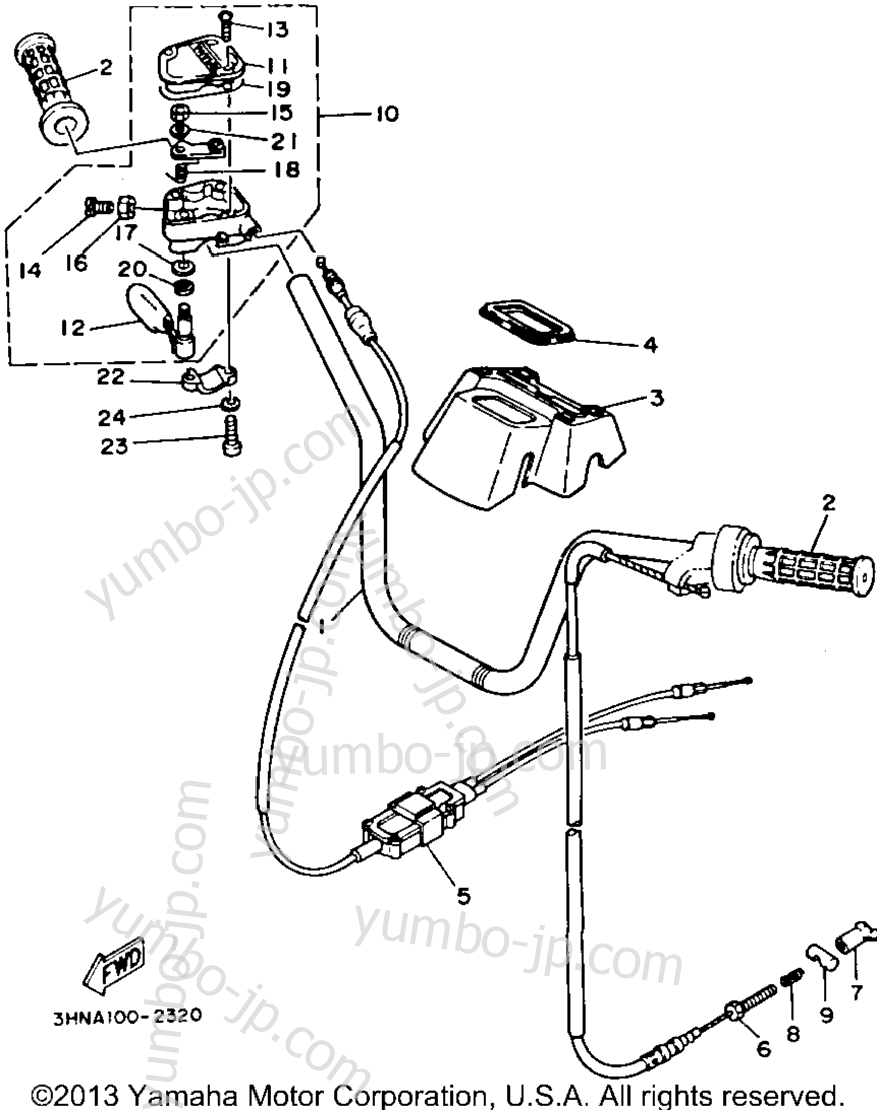 Handlebar - Cable для квадроциклов YAMAHA BIG BEAR 4WD (YFM350FWD) 1992 г.