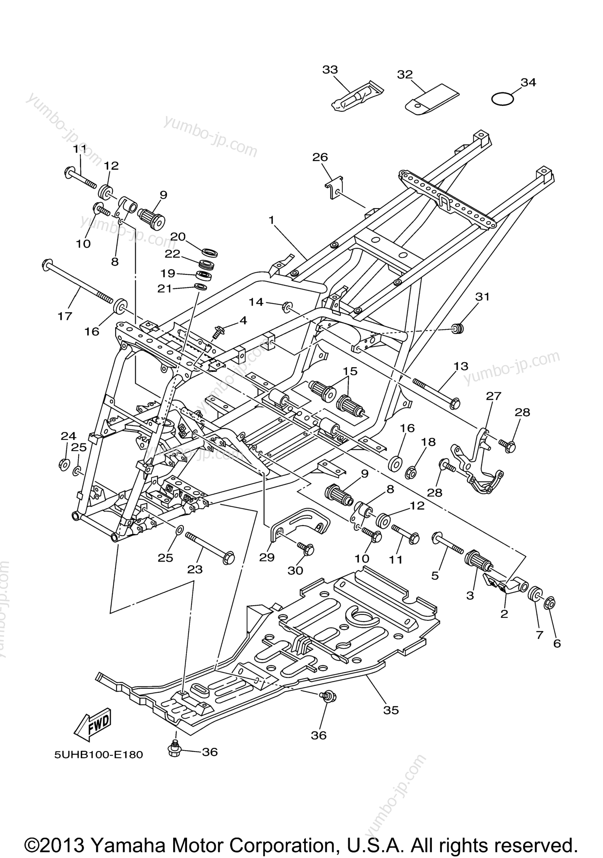 FRAME для квадроциклов YAMAHA BRUIN 350 4WD HUNTER (YFM35FAHV) 2006 г.