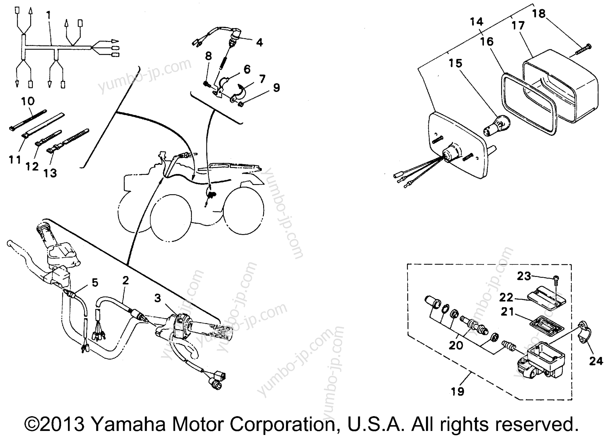 Taillight Kit(Maine & New Hampshire) для квадроциклов YAMAHA KODIAK 4WD (YFM400FWF_) 1994 г.