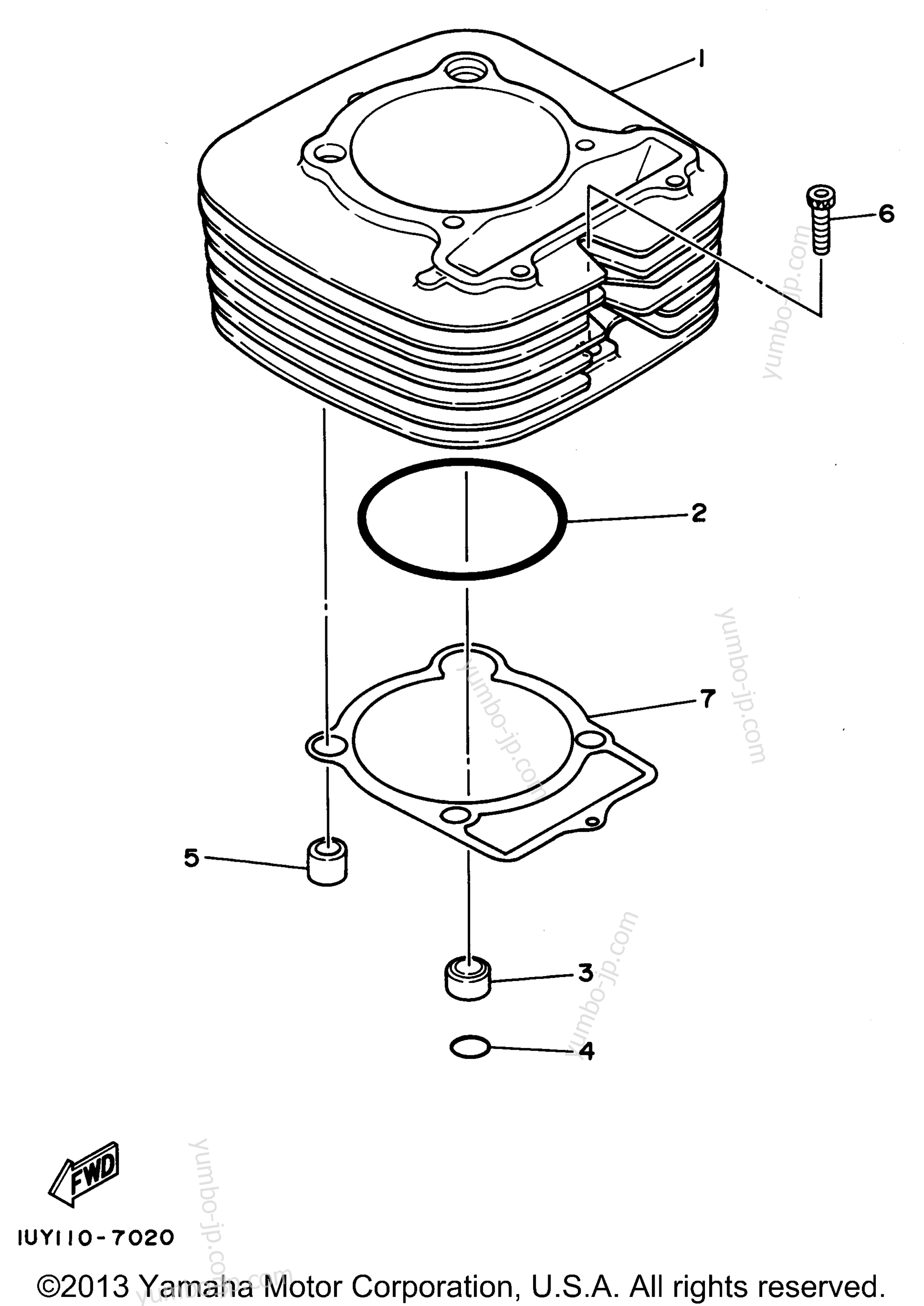 Блок цилиндров для квадроциклов YAMAHA WARRIOR (YFM350XG_M) 1995 г.