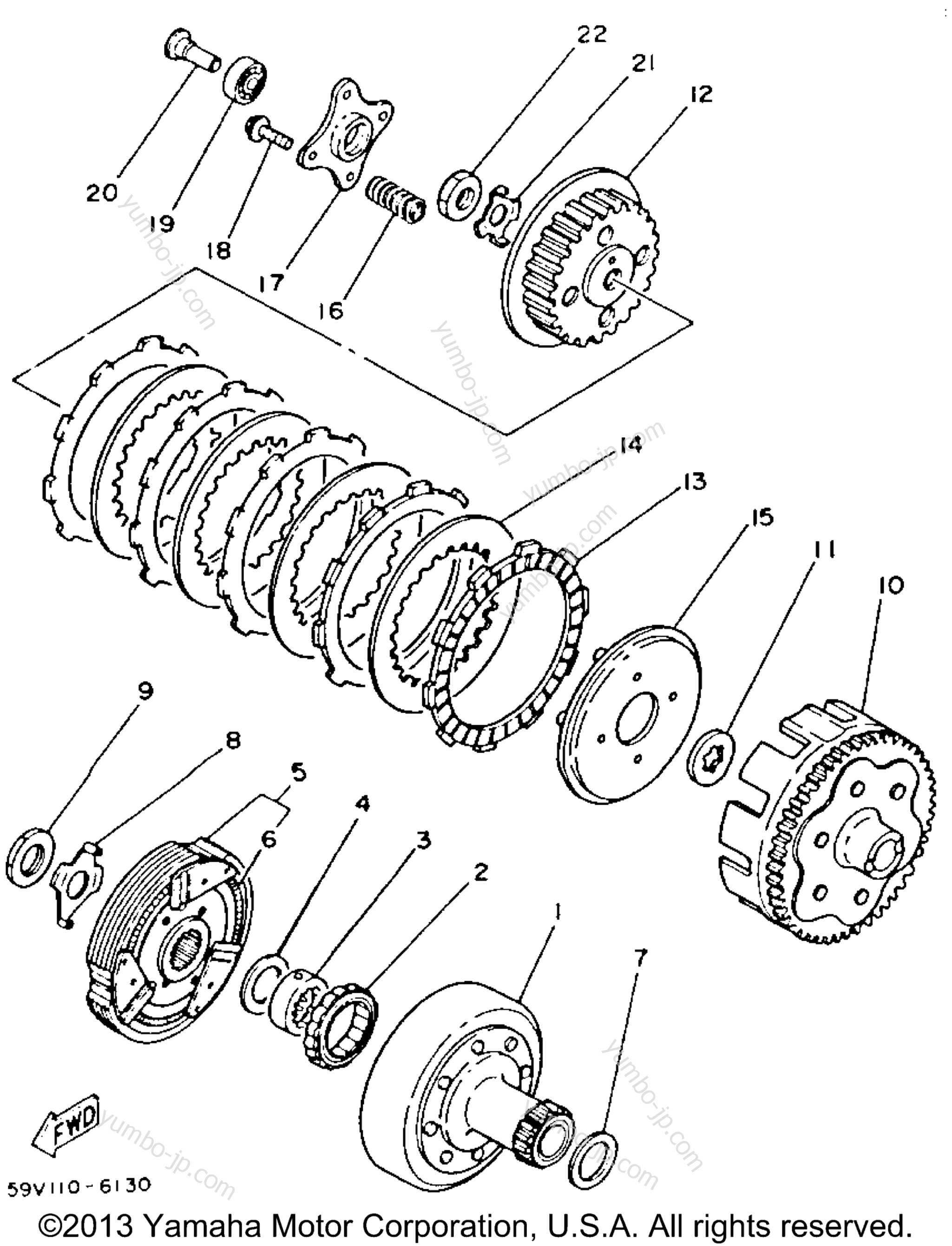 Устройство сцепления для квадроциклов YAMAHA MOTO-4 (YFM225S) 1986 г.