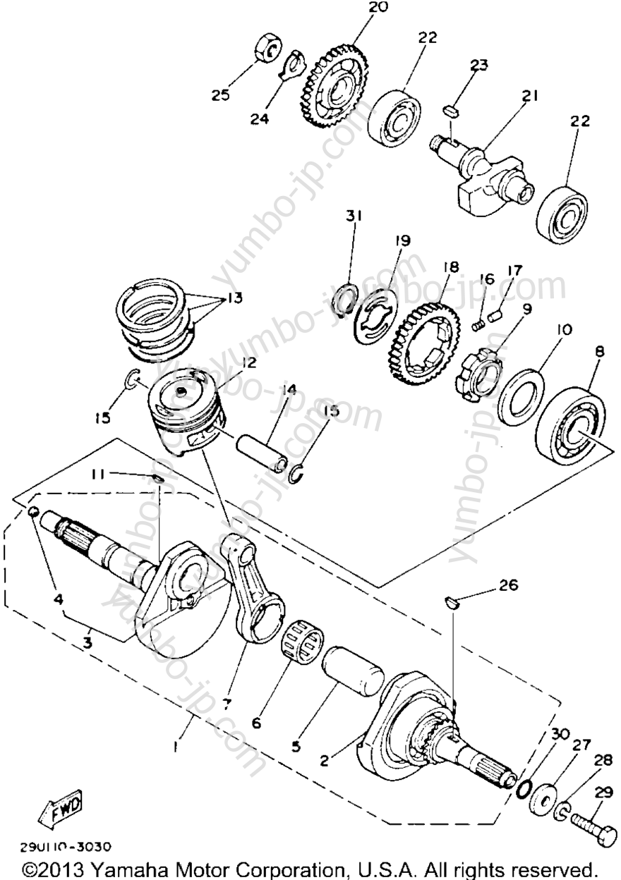 Crankshaft - Piston для квадроциклов YAMAHA YTM225DXL 1984 г.