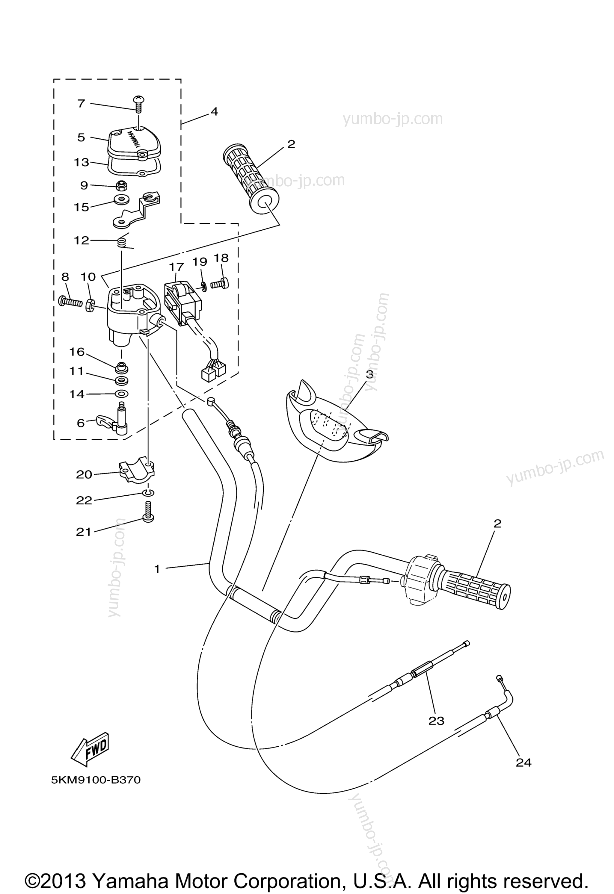 Steering Handle Cable для квадроциклов YAMAHA GRIZZLY 660 DUCKS UNLIMITED EDITION (YFM66FAHDV) 2006 г.