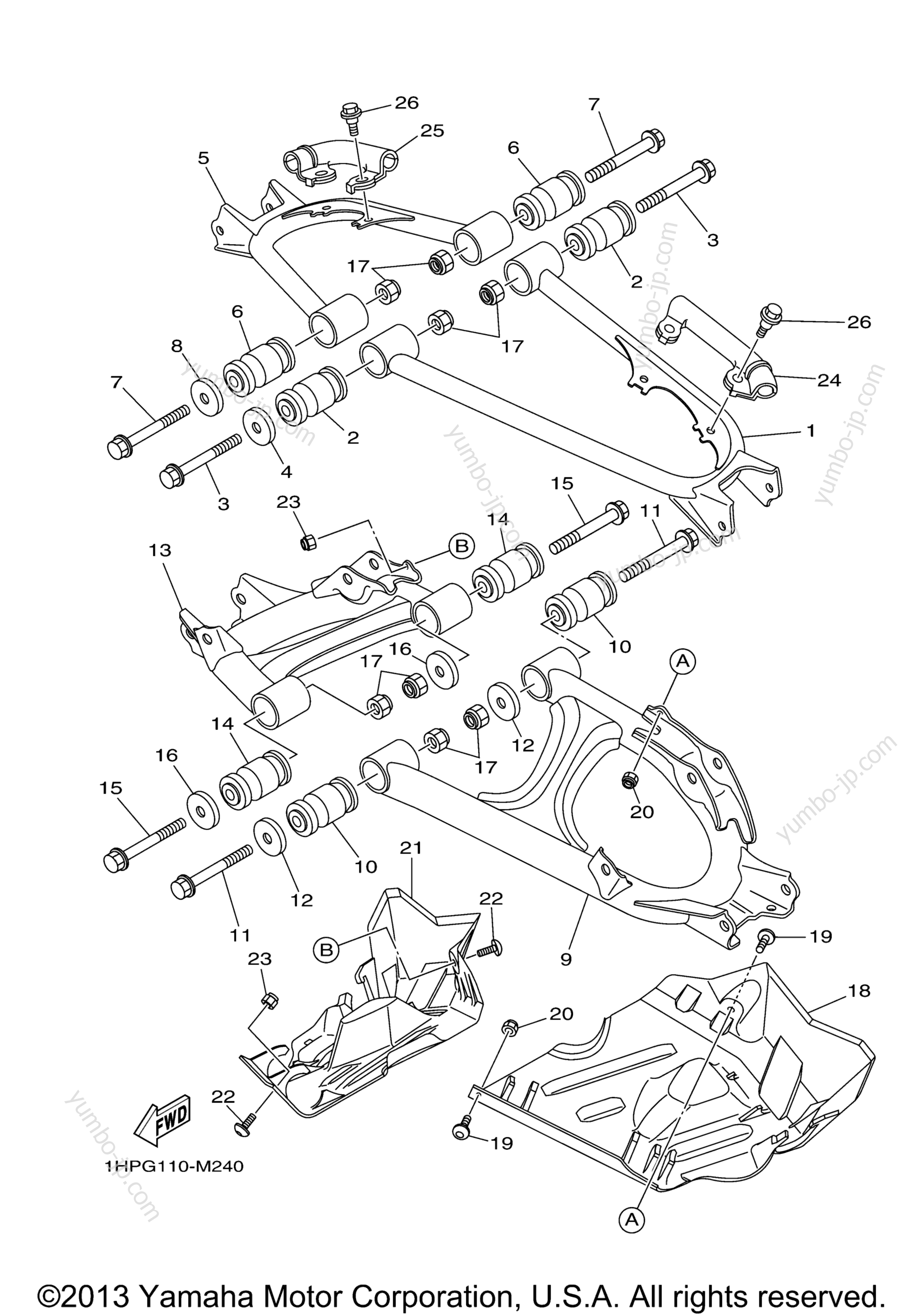 REAR ARM for ATVs YAMAHA GRIZZLY 700 EPS 4WD (YFM7FGPDGR) 2013 year