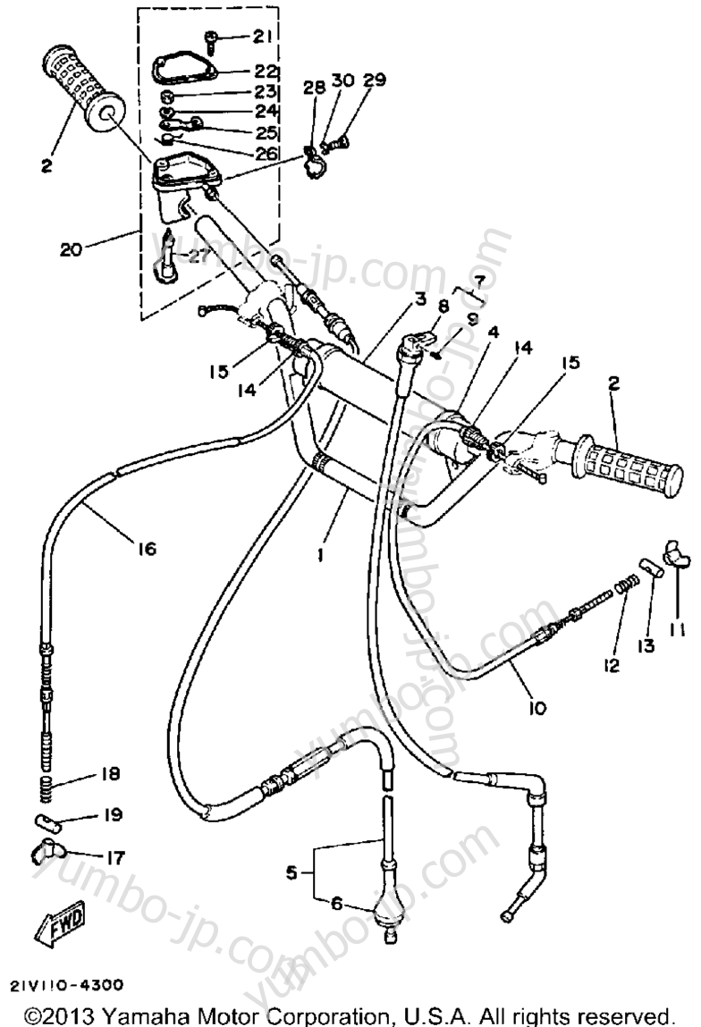 Handlebar-Cable для квадроциклов YAMAHA YTM200ERN 1985 г.