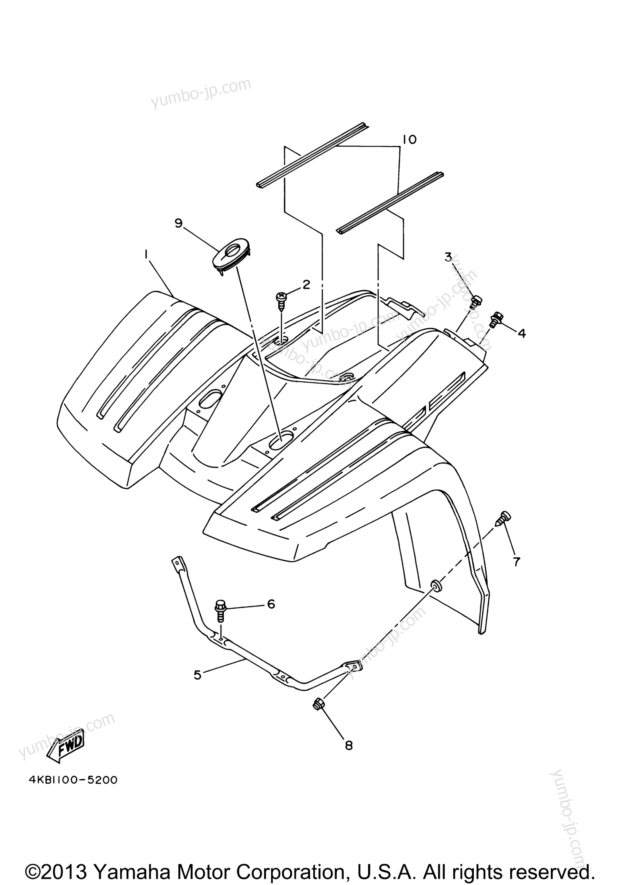 FRONT FENDER для квадроциклов YAMAHA WOLVERINE (YFM35FXT) 2005 г.